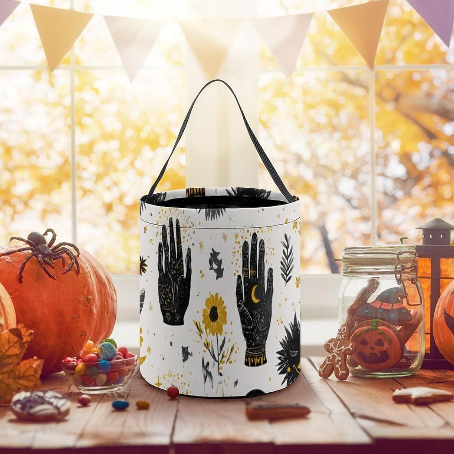 Magic Hand Sun Moon Halloween Basket Candy Tote Bag Easter Bucket image 3