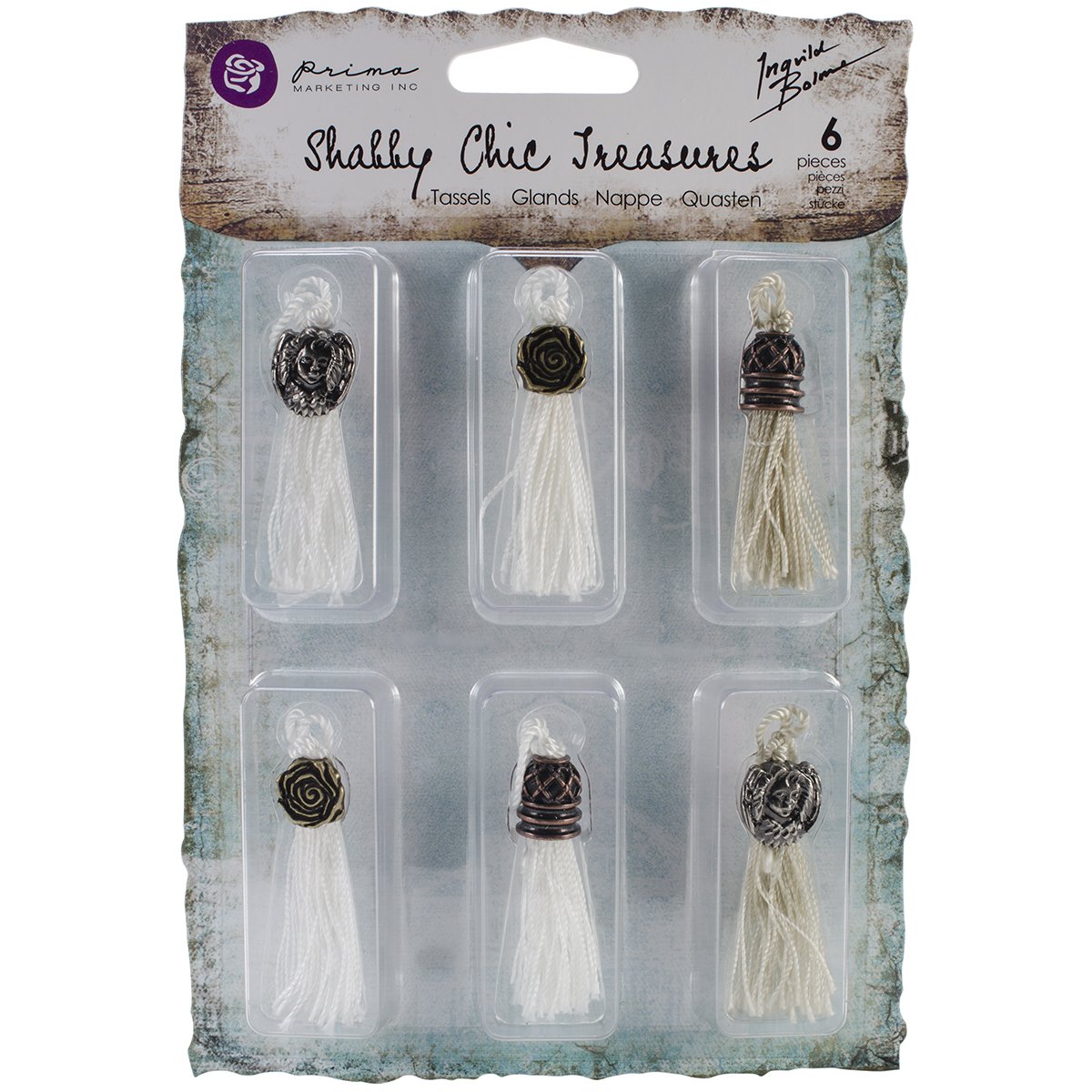 Prima Marketing Shabby Chic Treasures Tassels, Antique, 6-Pack