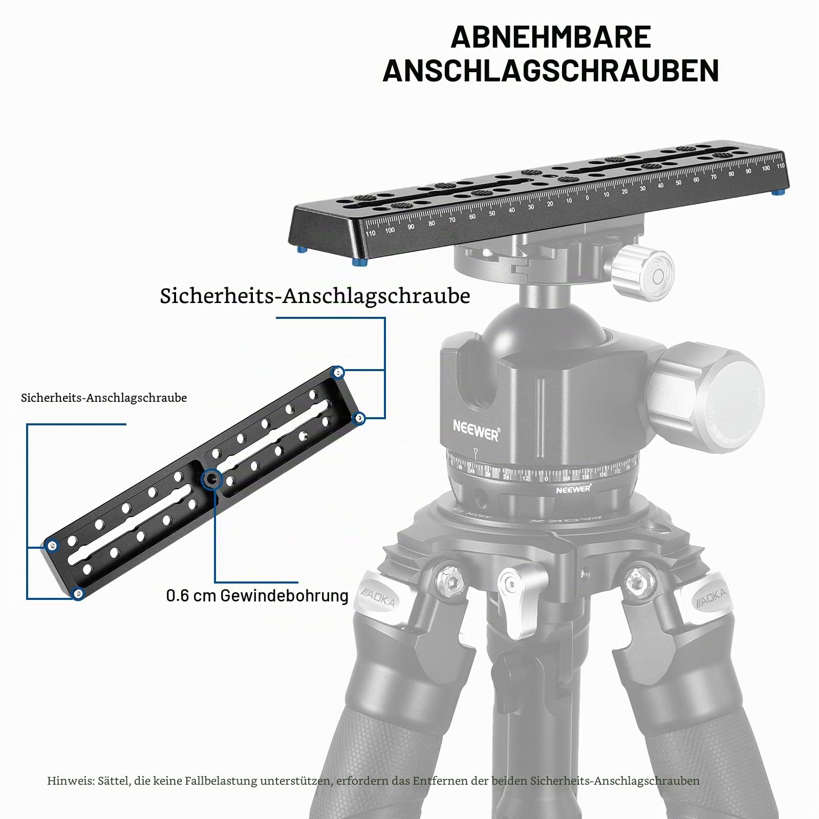 NEEWER 230mm Schienenleiste Vixen Stil Schwalbenschwanzplatte, Metall Sattel mit M6 1/4 Zoll 3/8 Zoll Kameraschraube für Teleskophalterung, Adapter OTA Äquatorial Stativ Astrofotografie