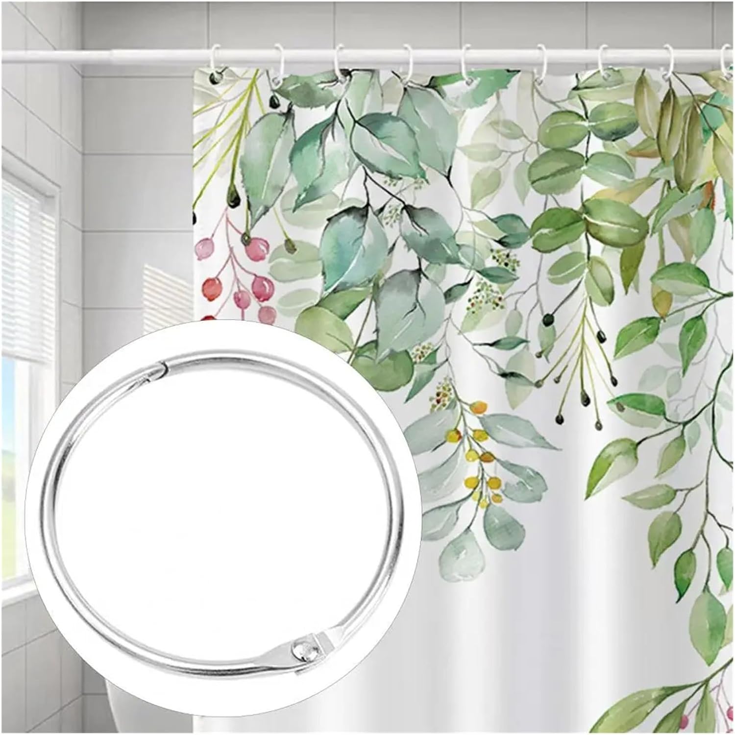 12Pcs Metal Bathroom Shower Curtain Rings Smooth Gliding Tightly Closed Anti-Drop Round Hooks for Curtains and Rods(Golden)