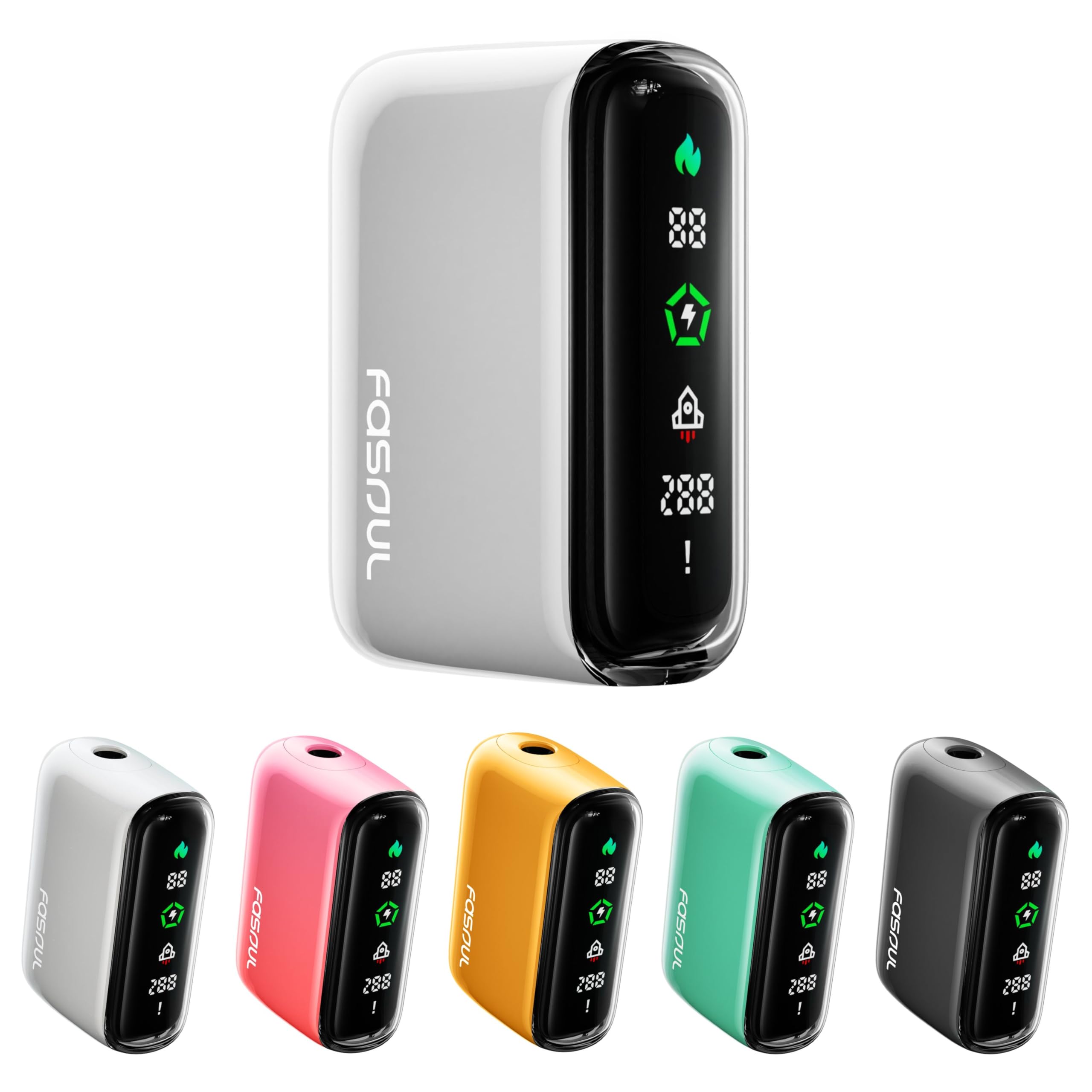 Fasoul Q1 Fasoul Heated Tobacco Compatible Machine, Main Unit, Compatible with Terrier and Sentia, Full Screen LCD Screen, IQOS Irma Compatible (White)