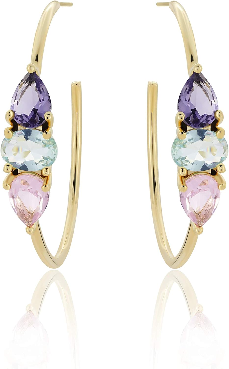 Concept8 pastel colored glass 18K plated hoop earrings with 925 silver post