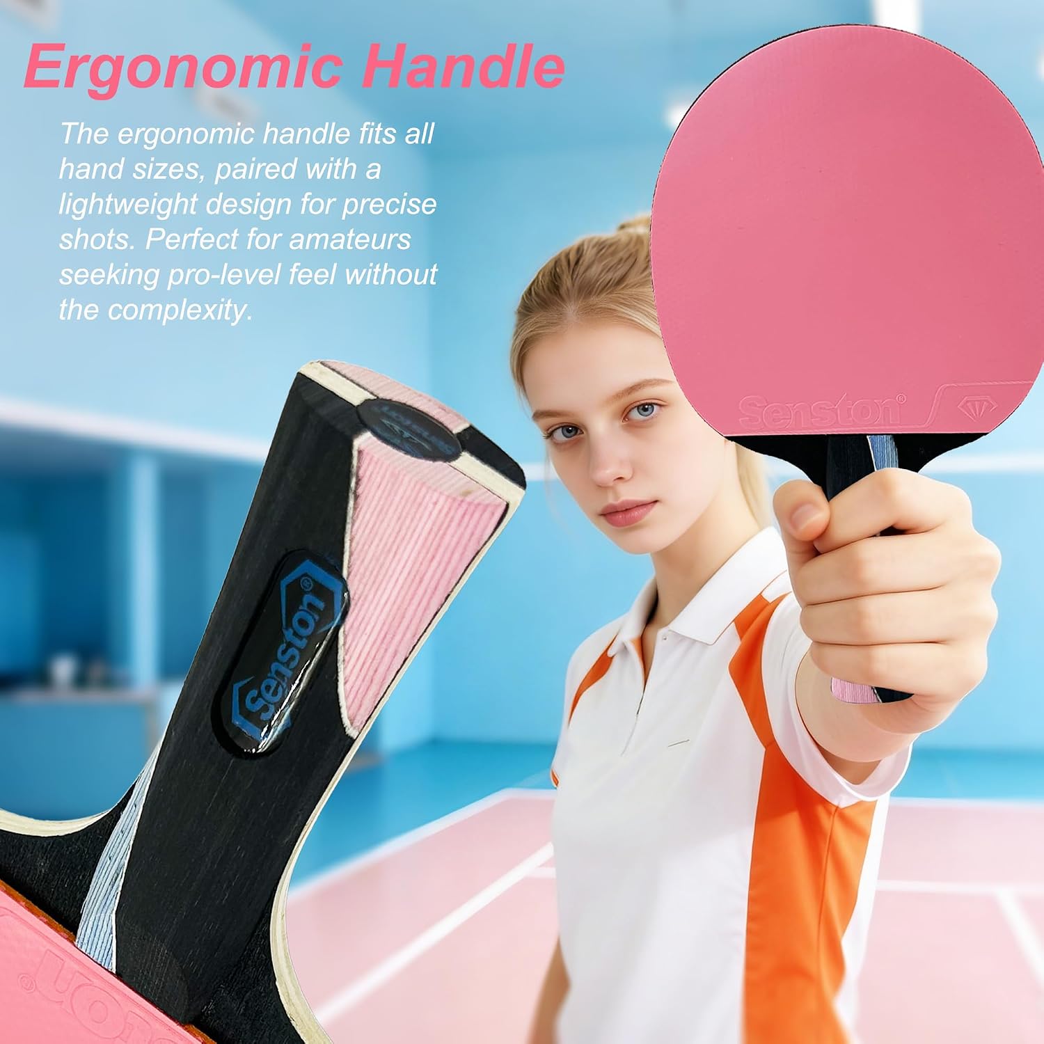 Senston 5-Ply Ping Pong Paddles Set – Premium Wood Table Tennis (Set of 2) with 3 Balls & Portable Carry Case – High-Control 2mm Sponge & Ergonomic Non-Slip Grip for Beginners & Family Play