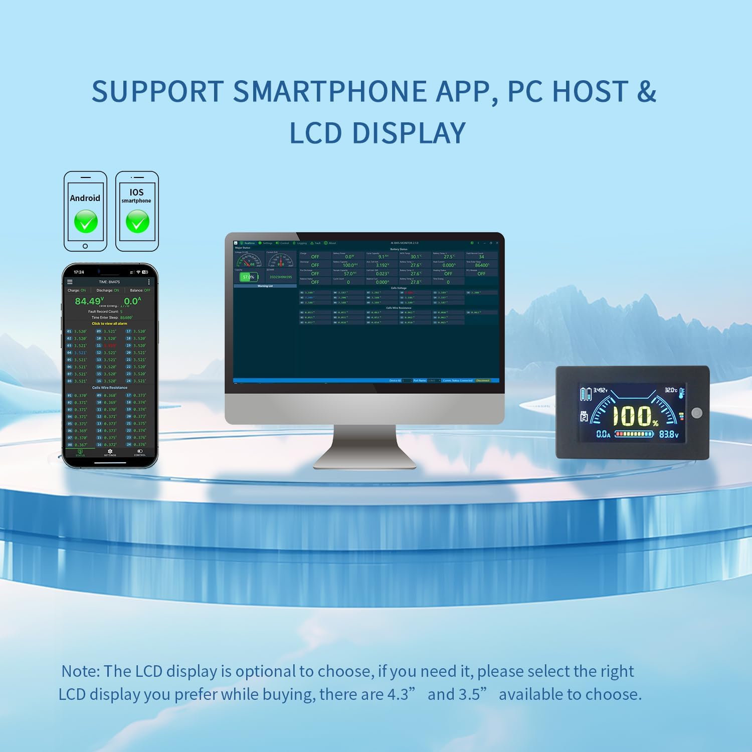 PB1A2A Smart Active Inverter BMS with Smartphone App Operation for Li-ion NCM LFP LiFePo4 LTO Battery Management System 7S to 16S 48V 51.2V 100A 150A 200A Home Energy BMS (PB2A16S200A)