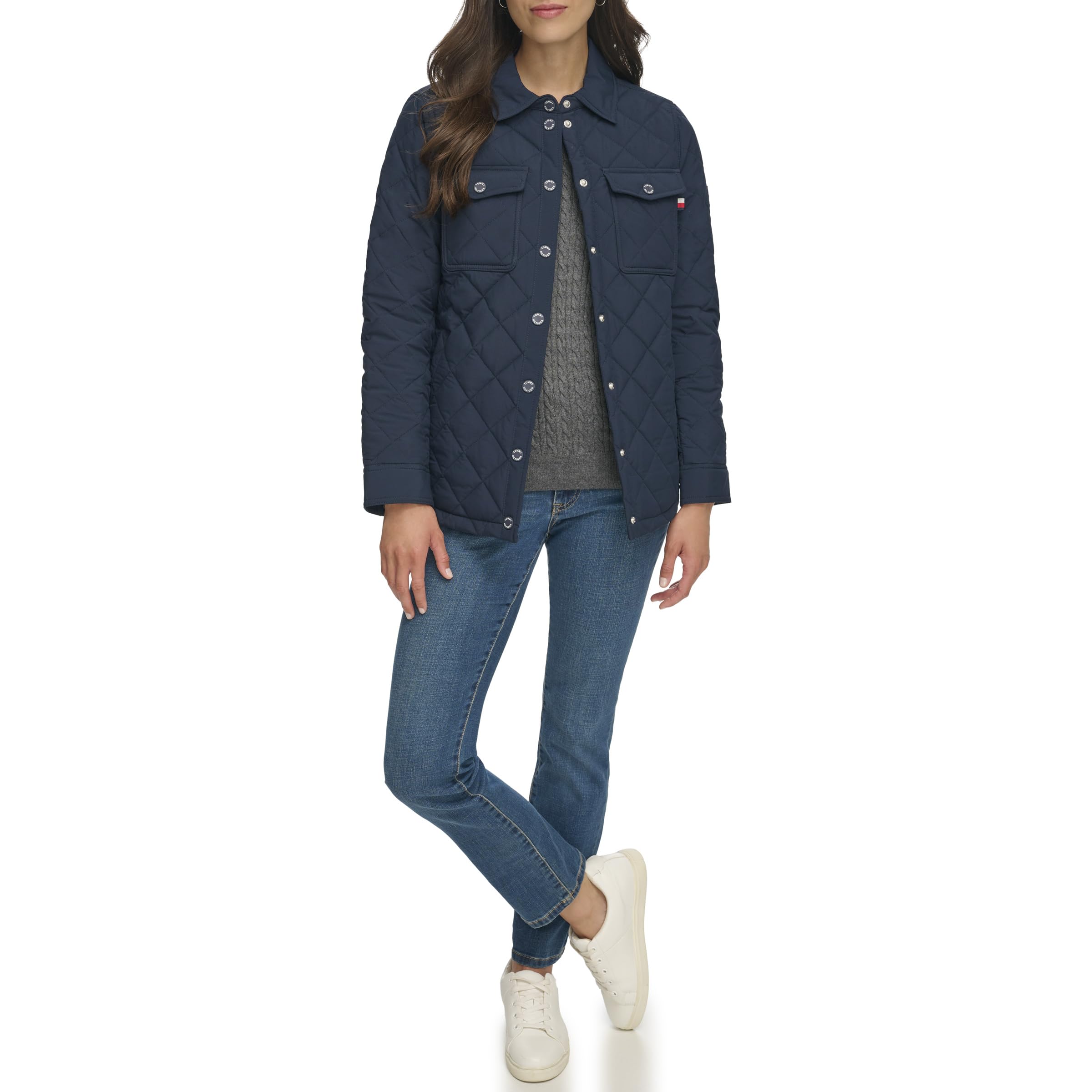 Tommy Hilfiger Womens Classic Quilted Shacket