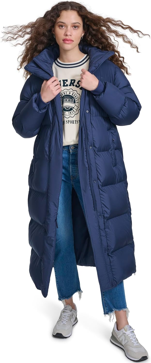 Champion Women's Extra Long Quilted Puffer Jacket With Hood
