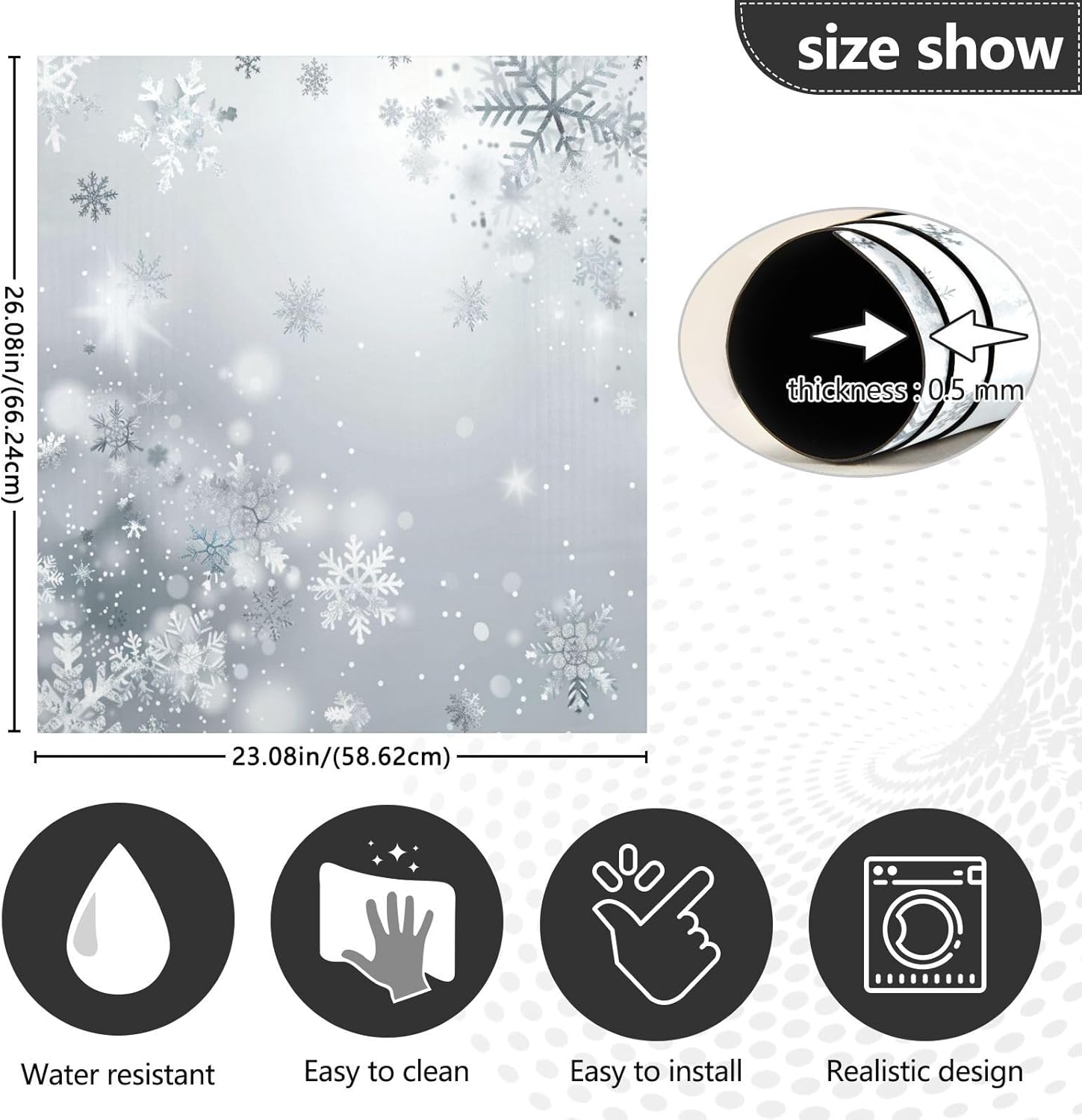 Christmas Dishwasher Magnet Cover Winter Silver Snowflakes Print Refrigerator Magnets for Home Kitchen Decoration Washing Machine Sticker