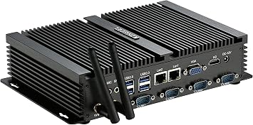 KINGDEL Fanless Industrail Computer, Mini Desktop PC with Celeron 1037U Dual Core CPU, 8GB RAM, 512GB SSD, 2xNICs, 4xUSB 3.0, 4xCOM RS232, HD Port