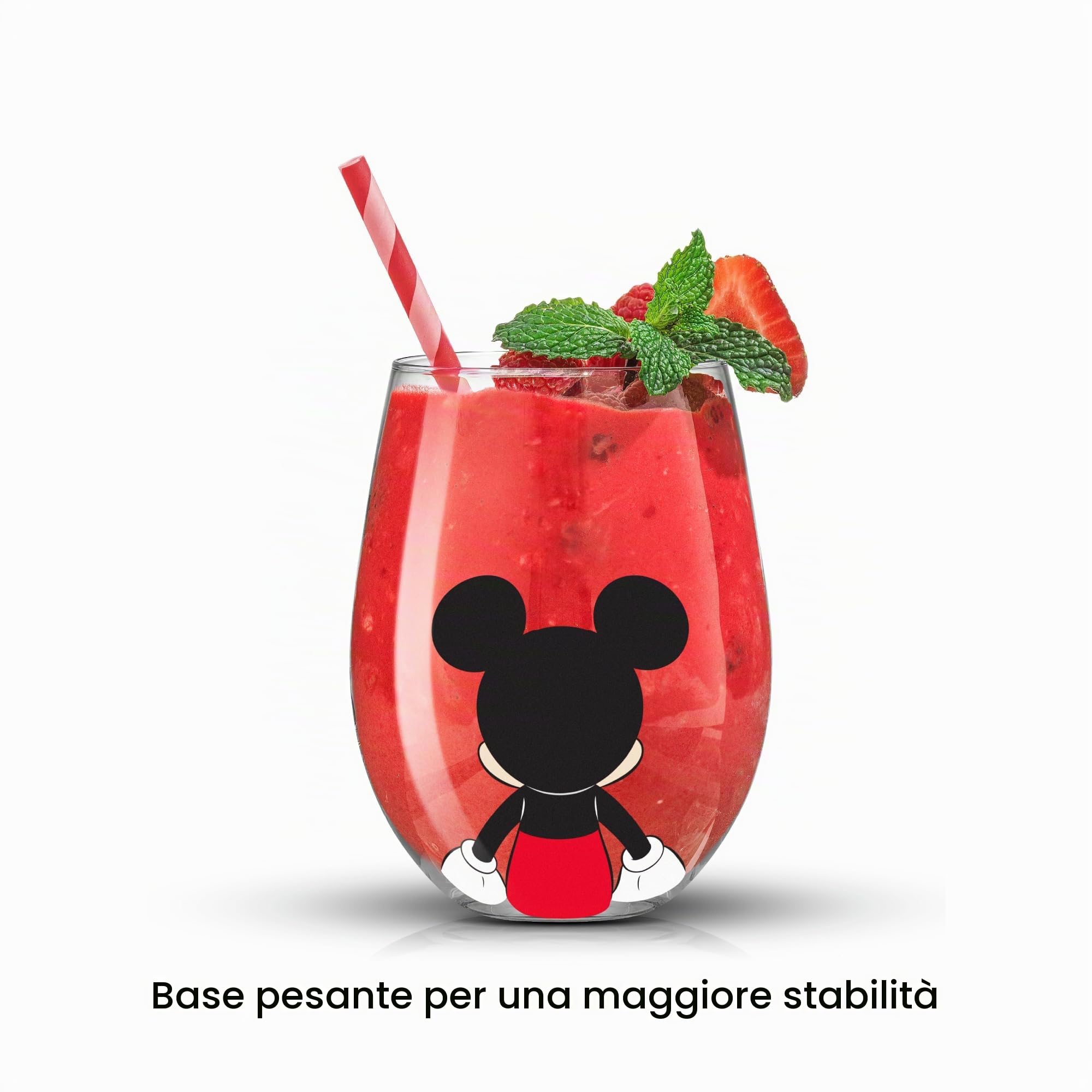 JoyJolt Disney Mickey Mouse Squad - Set di 4 Bicchieri da Vino Senza Stelo da 450 ml - Regali Disney