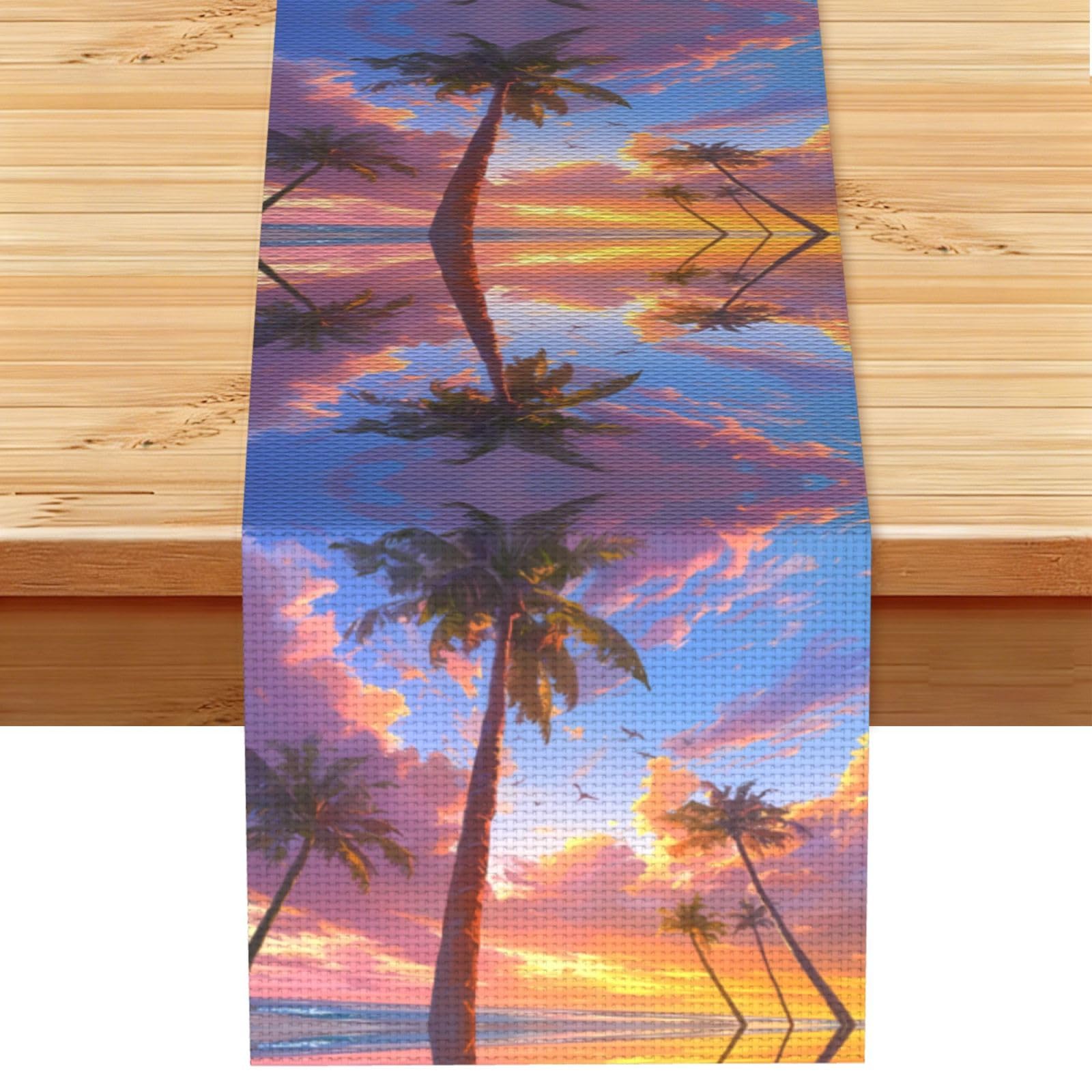 coconut trees Linen Feel Table Runner Wedding Party Home Decoration