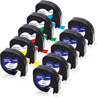 10x XemaX Cinta de Etiquetas Compatible con Letra Recambio 16951 91221 91222 91223 91224 91225 Cinta LT Plástico 12mm x 4m para Etiquetadora LT-100H 100T XR XM QX-50 2000 200B 80