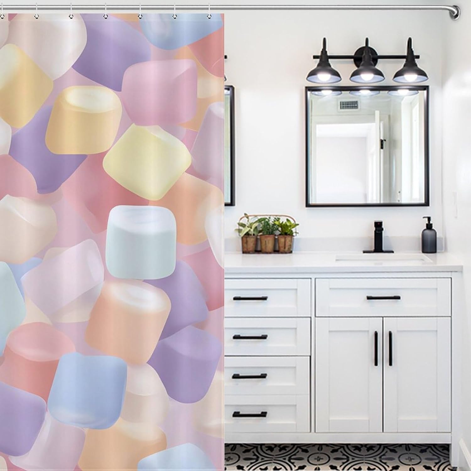 Marshmallowes Shower Curtain 46.85x70.87Inch（119x180cm） Polyester Bath Curtain Shower Curtains Printed Decorative