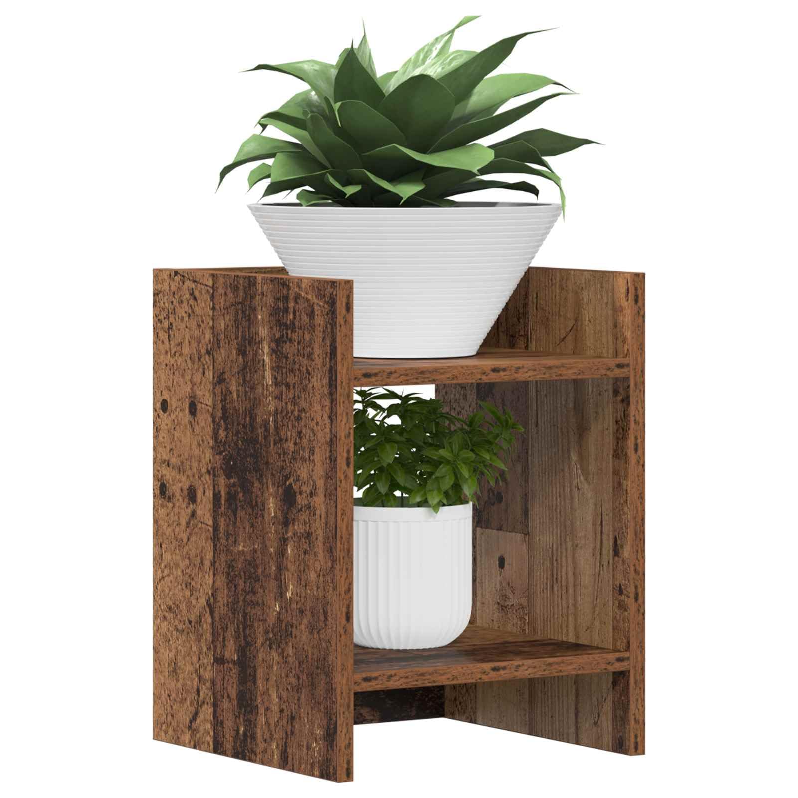 Pflanzenständer 2er Set aus Altholz 30 x 30 x 40 cm Holzwerkstoff für Innenräume platzsparend stabile Dekorationsstützen für Blumentöpfe und Pflanzen im Wohnzimmer Balkon oder Garten