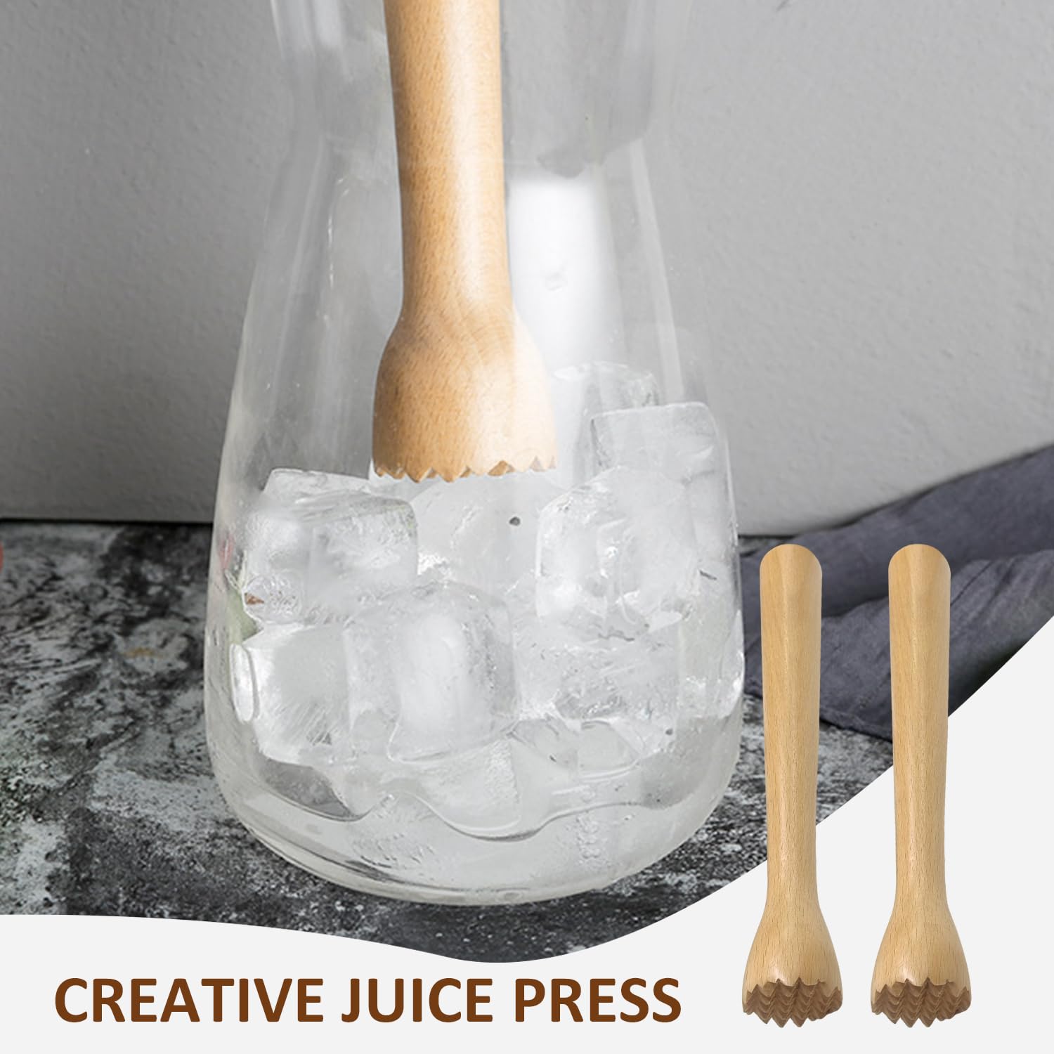 2 Piezas De Varillas De Puré De Madera, Accesorios Auxiliares De Fermentación Simple, Paletas De Cóctel Trituradas, Varillas De Puré Multifuncionales, Accesorios De Cocina.