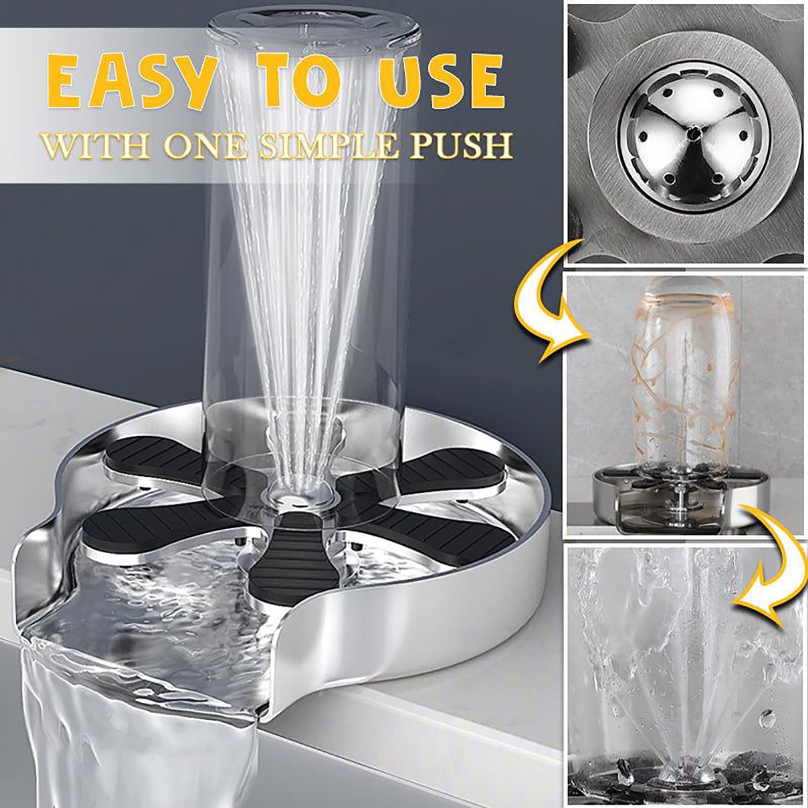 Lavavasos, Lavavasos Automático De Alta Presión Con Nueve Orificios, Con Manguera De Doble Extremo De 60 Cm + Desviador De 4 Puntos, Utilizado En Fregaderos De Cocina Y Cafeterías
