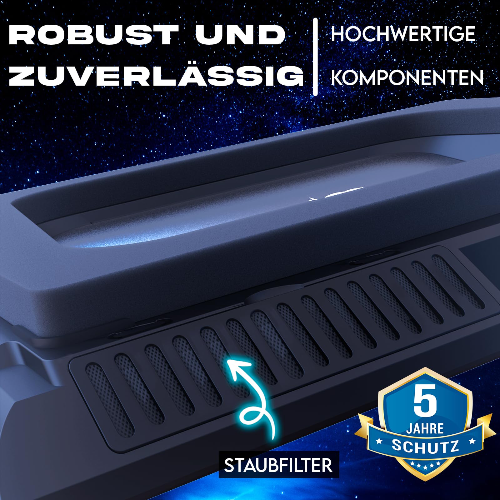KLIM Everest Plus Gaming Laptop Kühler - Cooling Pad 6300 RPM Turbo-Lüfter | Starker DC-Laptop-Kühler mit Turbo-Lüftern, RGB-Beleuchtung, Schaumstoff-Dichtung - kühlt schnell. Für Laptops 11-17,3 Zoll.