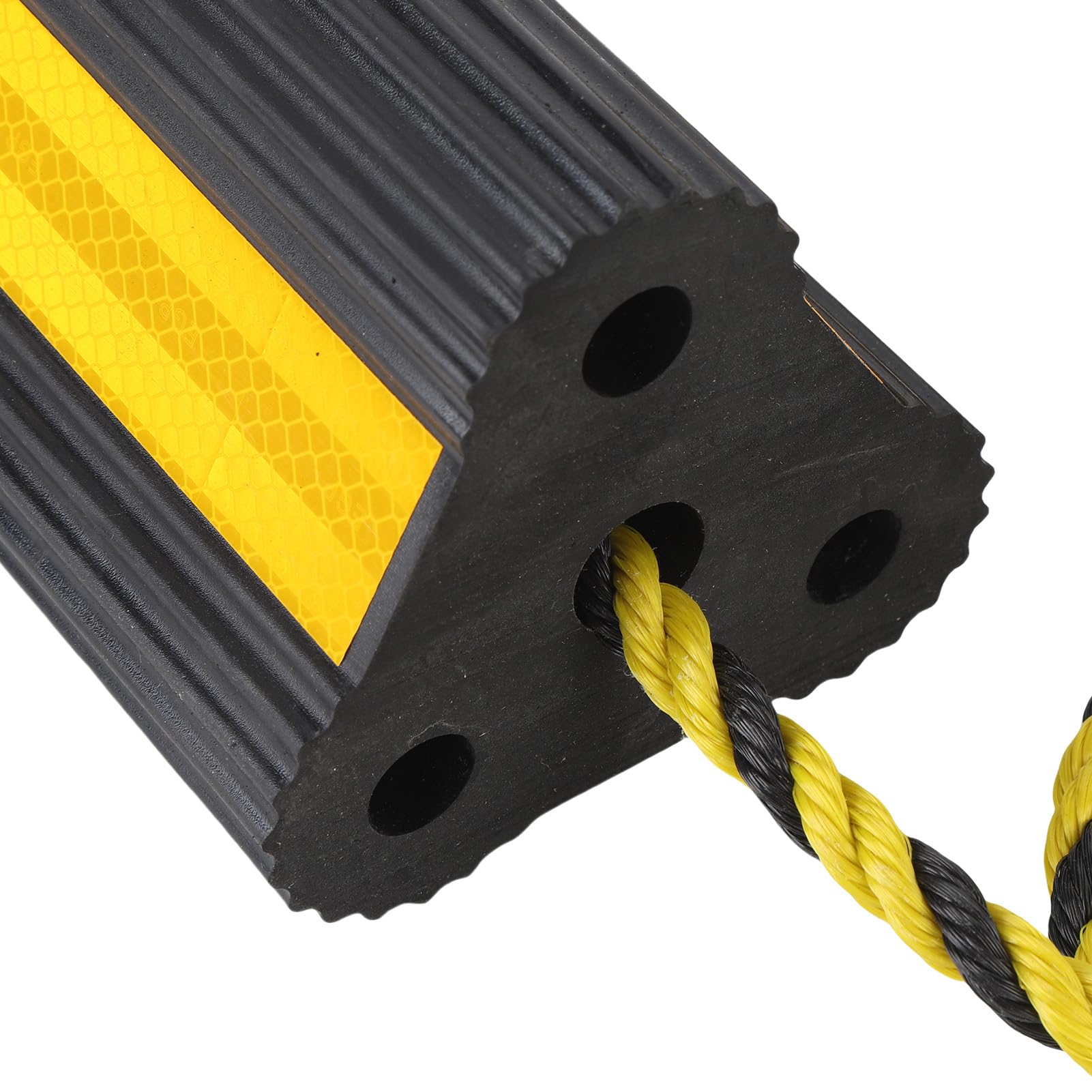 Sxhlseller Fermaruote Antiscivolo per Camion e |Blocchi per Pneumatici in Gomma per Carichi Pesanti con Strisce Riflettenti e Corda per Rimorchi, Sicurezza di Parcheggio per Veicoli, Campeggio