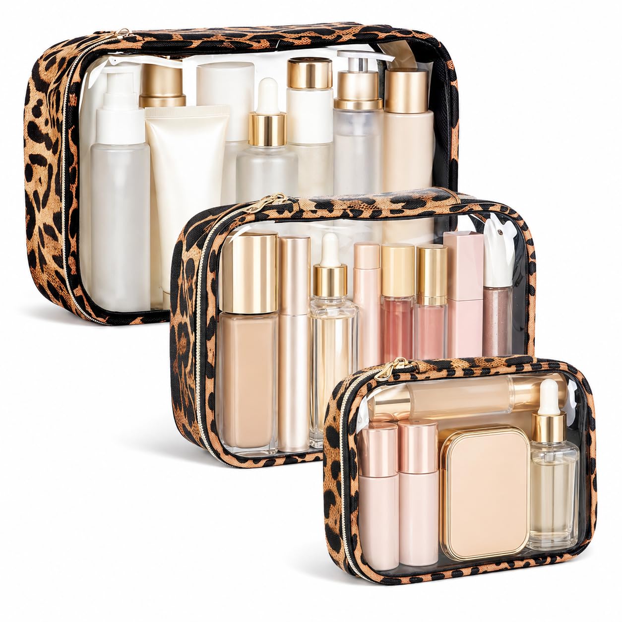 Photo 1 of Clear Makeup Bags with Zipper, TSA Approved Travel Toiletry Bag, 3-Pack (Large, Medium & Small) Clear Cosmetic Bag, Waterproof Make Up Bag for Women, Car Bag Organizer & Car Organization Essentials
