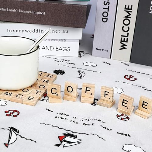 Miniatura 21 de 100 letras de repuesto de madera del alfabeto para juegos de mesa, marco de boda y arte de pared (100)