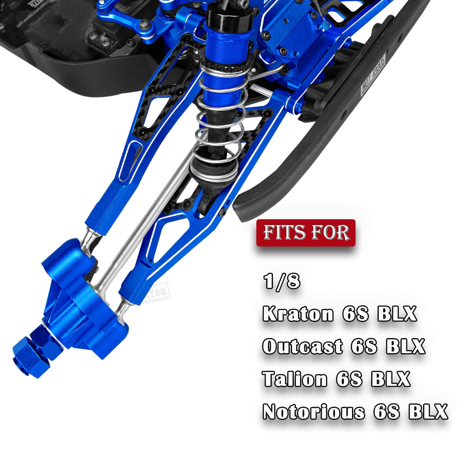 RCMYou RC Suspension Arms Upgrades Part for 1/8 Kraton 6S BLX,Outcast 6S BLX,Notorious 6S BLX,Talion 6S BLX,Aluminum Front Upper & Front Lower & Rear Suspension A-Arms Hops up w/Pivot Balls,Navy Blue
