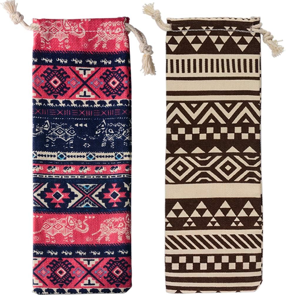 Straw Carrying Case, 2 Pack Travel Silverware Case for