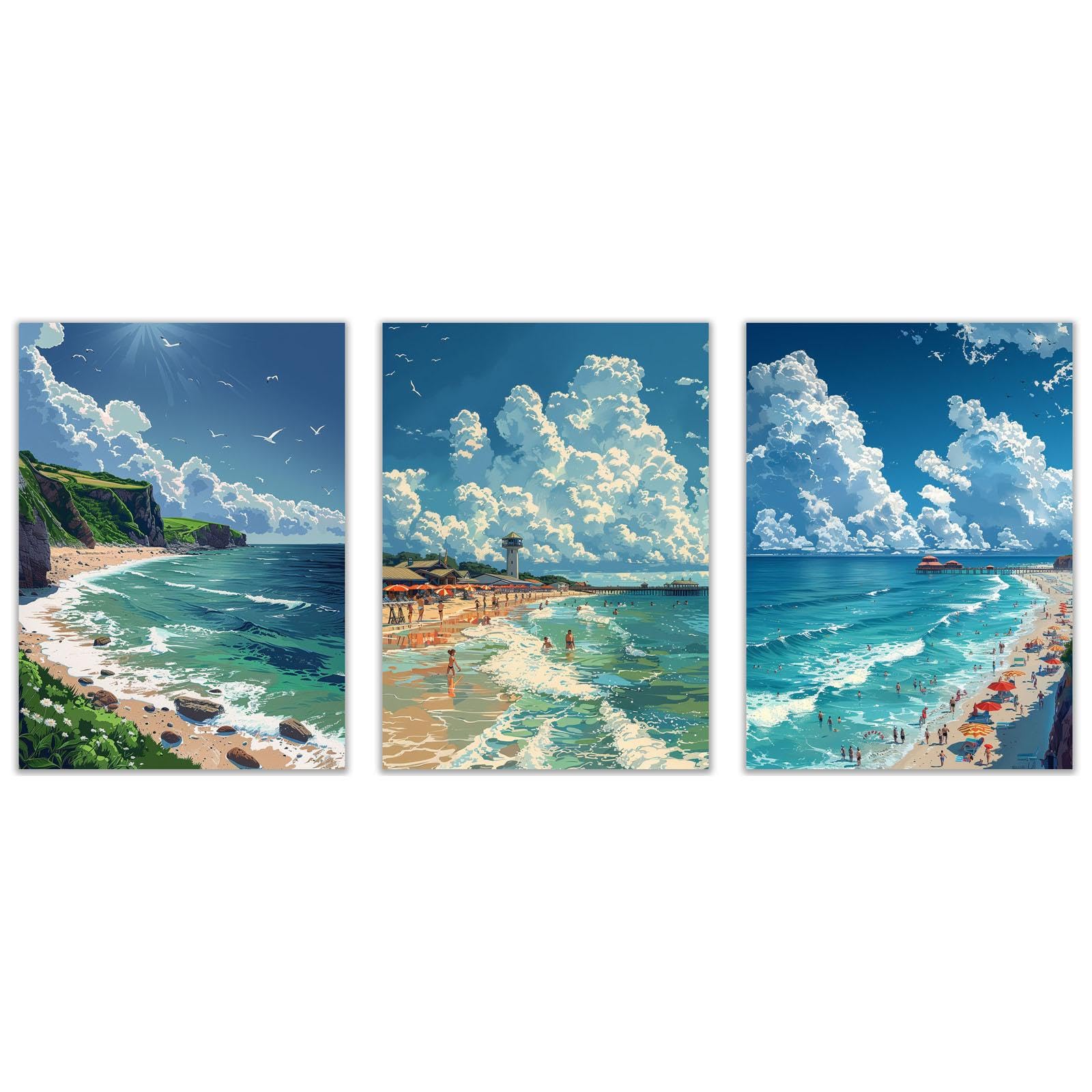 Amazon.co.jp: SHYAMIC 3枚セット 海絵 アート海 自然風景