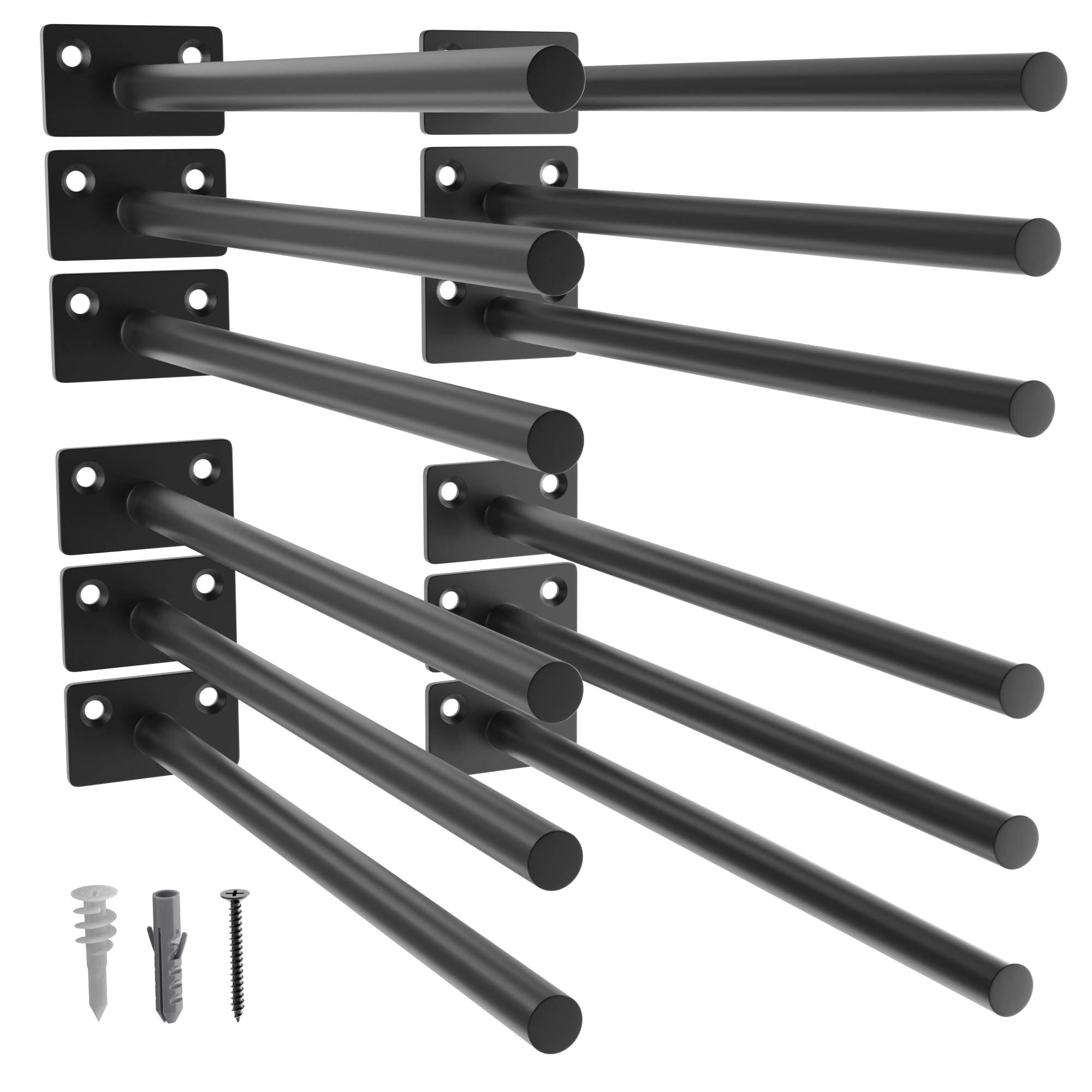 LEOPO Black 12 Pack-10 inch Floating Shelf Bracket, Concealed Shelf Support,Hidden Brackets for Floating Wood Shelves