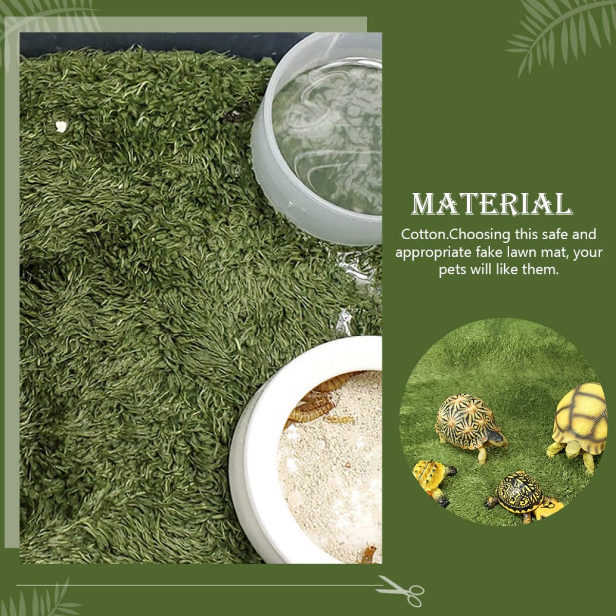 Tapis Gazon Artificiel Décoratif en Coton Respirant et et Super Confortable pour Reptiles et Tortues pour Terrarium Habitat Humide