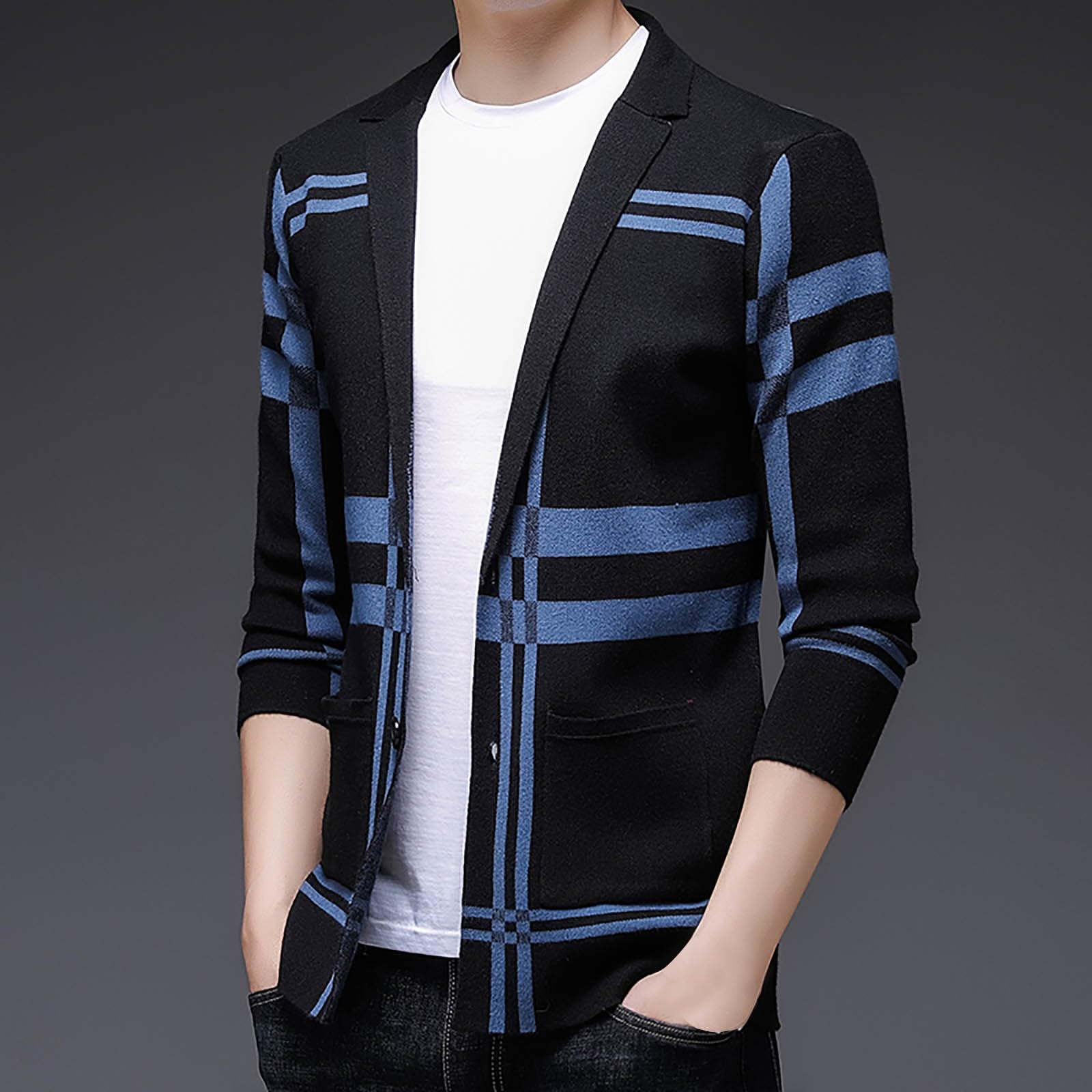 Cardigan Lana Hombre, Chaqueta con Botones Hombre con Cuello En V Forrado con Botones De Punto Grueso Chaqueta De Transición Cálida Rebecas con Botones Y Bolsillos para El Ocio Y El Autocultivo