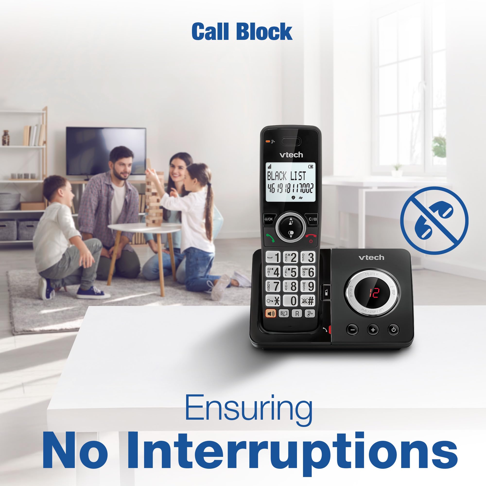 VTech EA5050 DECT Telefono senza fili con segreteria telefonica automatica, blocco chiamate fastidiosi, amplificatore di volume, display retroilluminato facile da leggere, 18 ore di conversazione