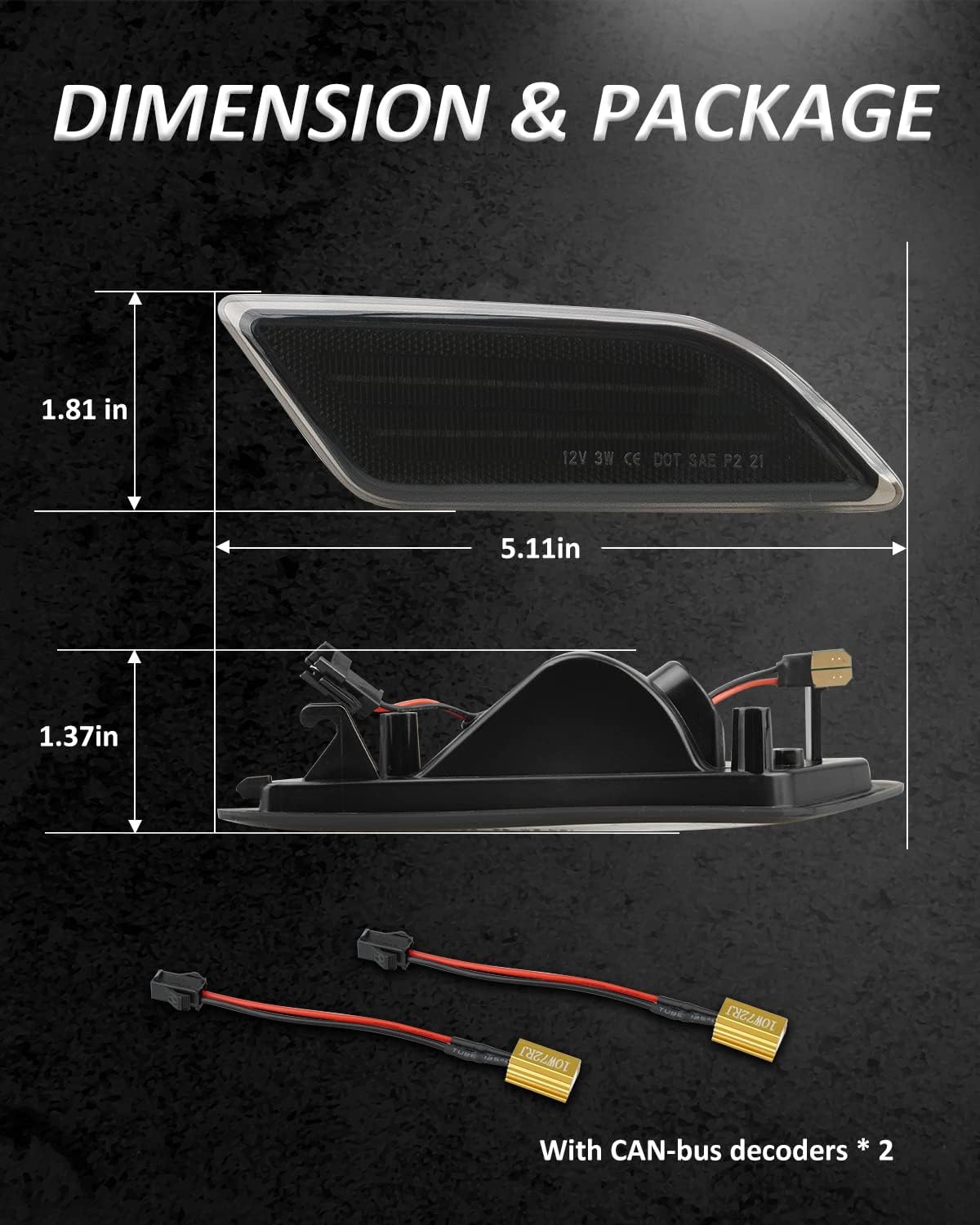 Bestview LED Side Marker Lights Compatible with 2012-2014 Mercedes Benz W204 LCI C250 C300 C350 C-Class, Driver & Passenger Side, Smoked Len
