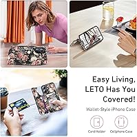 Vista 729 de LETO para iPhone 15 Pro Funda tipo cartera - Tapa tipo folio con patada - Diseños de moda - Tarjetero - Funda protectora para mujeres y niñas - 6.1
