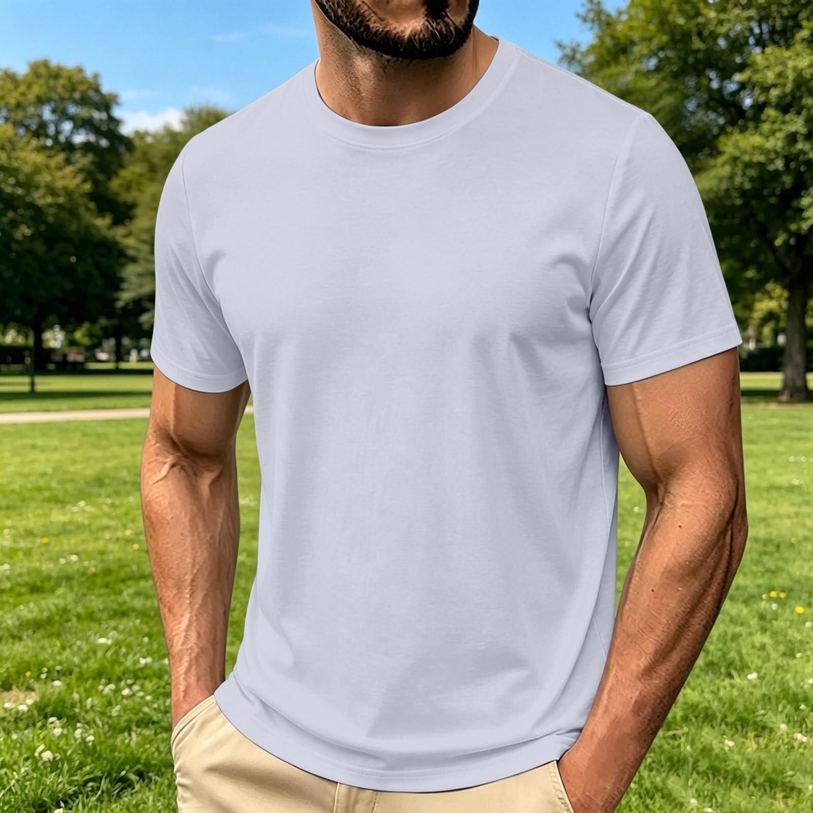 Maglietta da uomo, slim fit, basic, a maniche corte, elasticizzata, traspirante, per lo sport