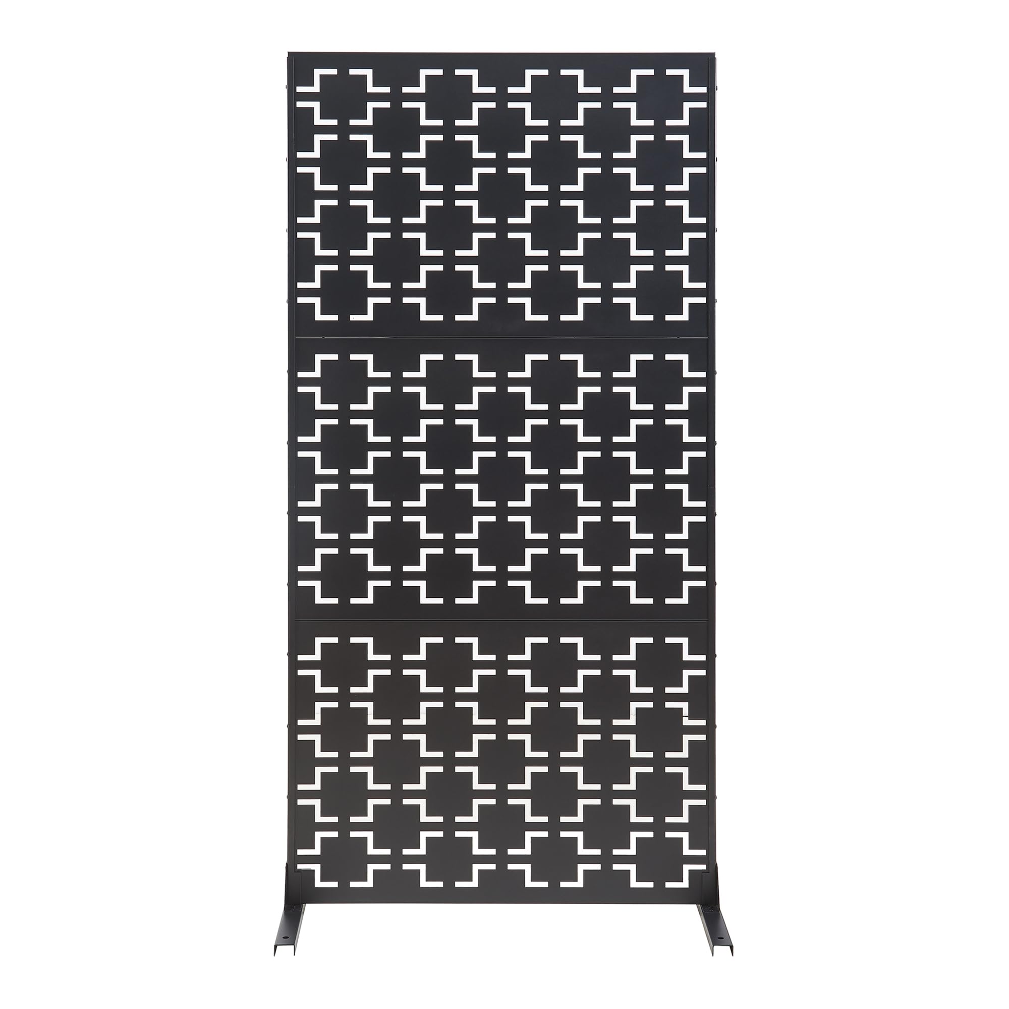 casa.pro Cloison de Séparation Paravent Intérieur Séparateur de Pièce Design Moderne pour Délimiter Différentes Espaces avec Motif Décoratif Salon Séjour Bureau Acier Galvanisé 200 x 100 x 50 cm Noir