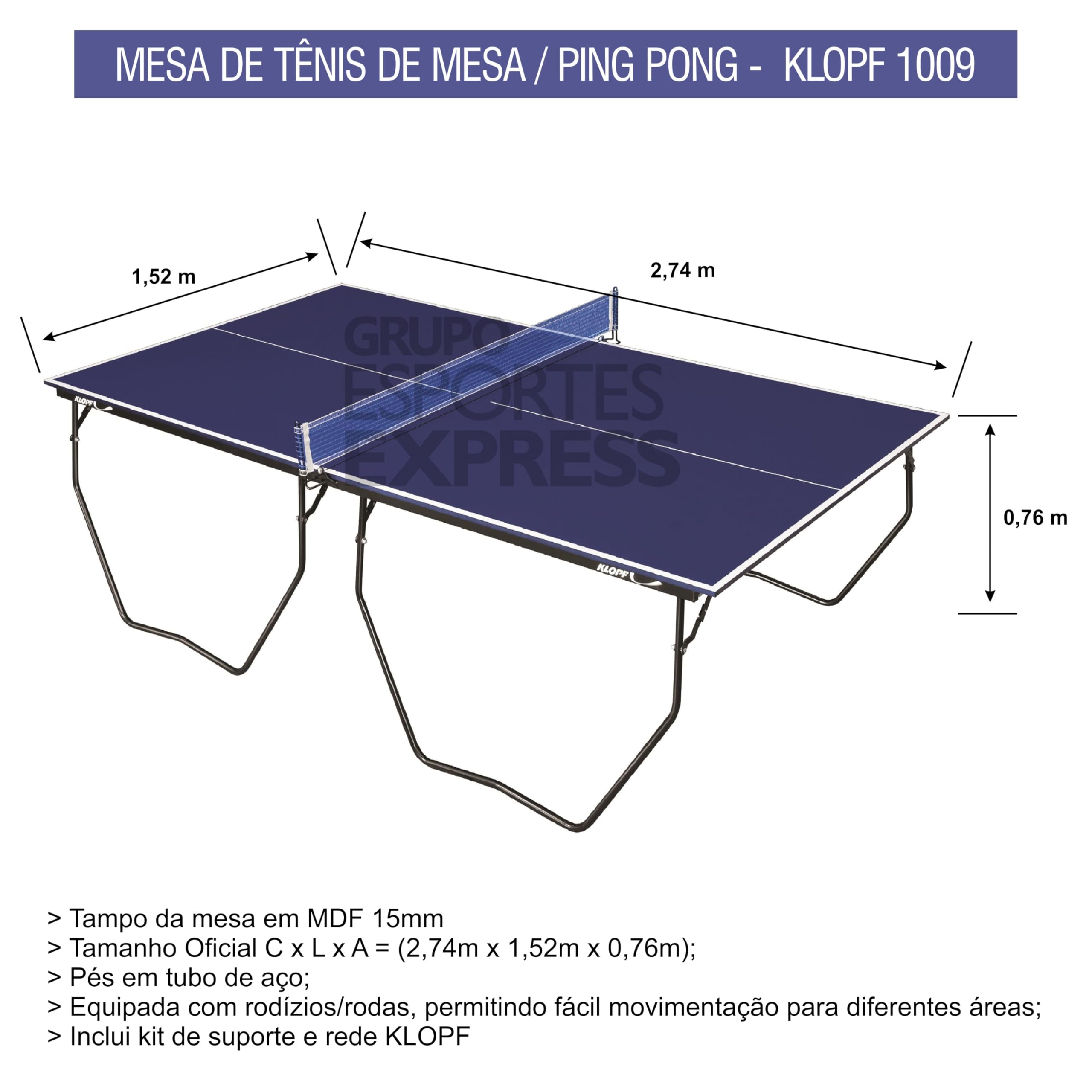 Mesa Ping Pong Of. Pé Ferro Ref.1090 2,74 X 1,52 X 0,76 : Amazon
