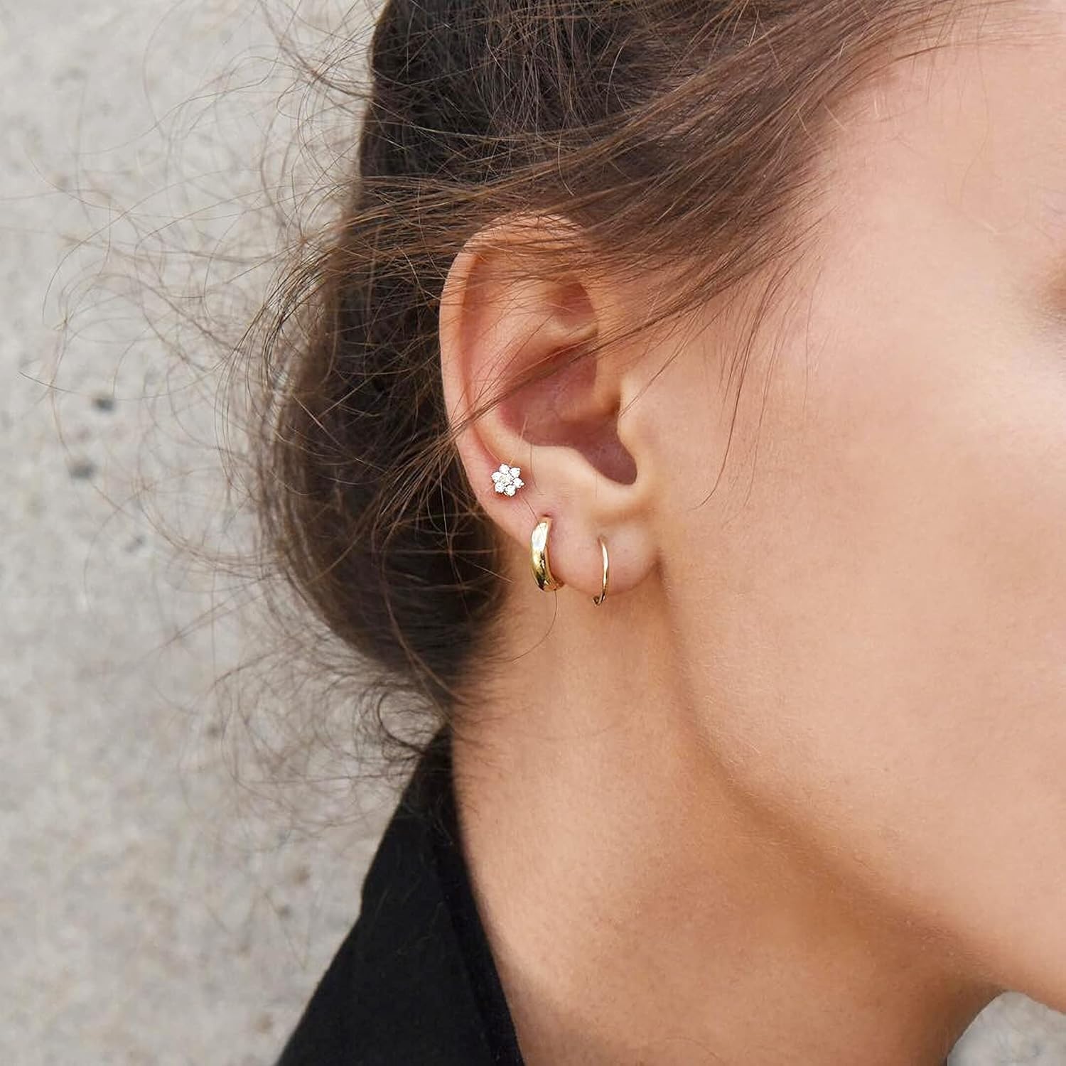 micuco Small 14k Gold plated Hoop Earrings for Women 14K Gold Plated Huggie Hoop Earrings - Image 3