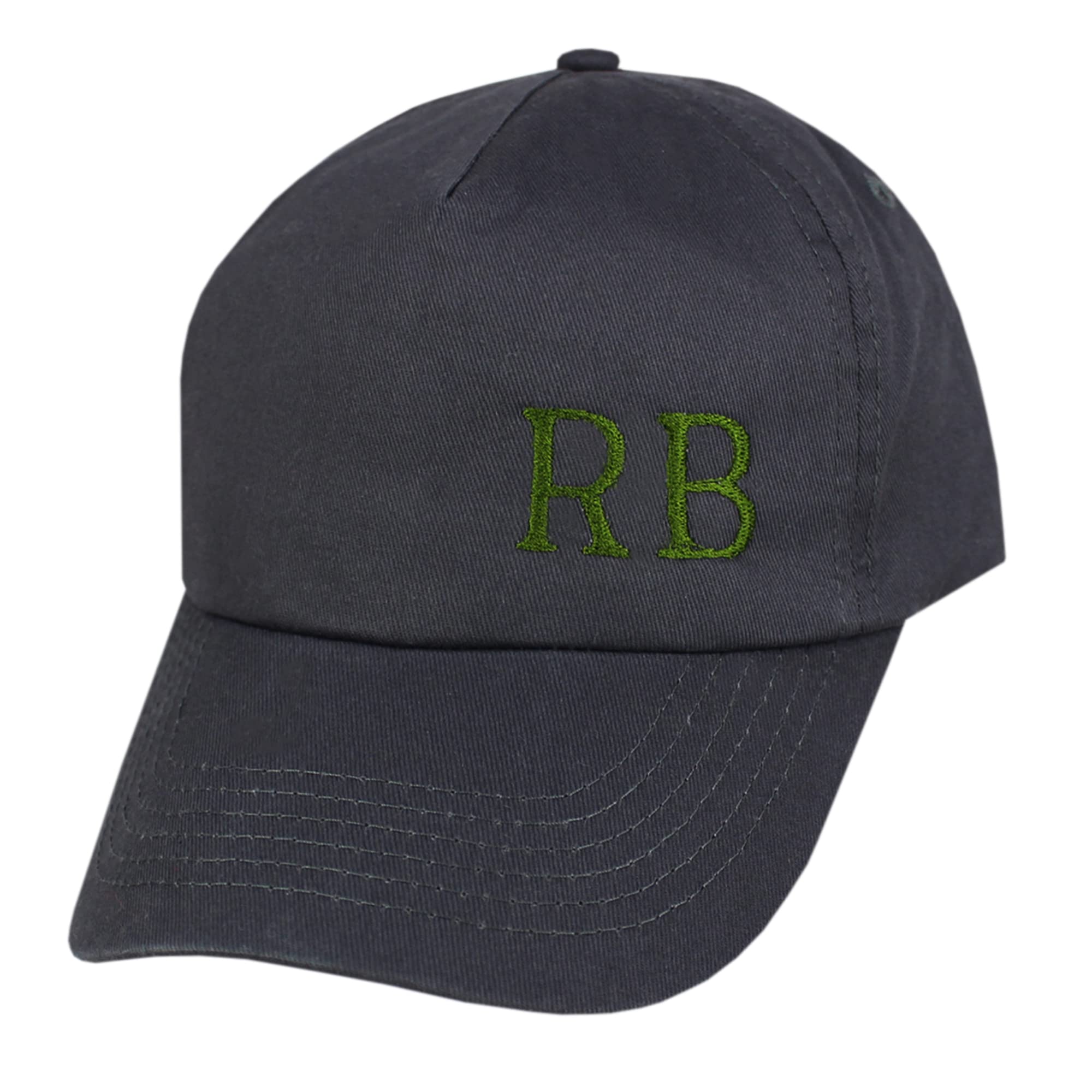 Teddyts Men's Grey And Green Personalised Initial Baseball Cap (Grey And Green), One Size-L