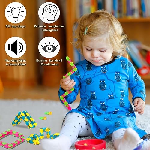 Miniatura 4 de Vanblue 12 piezas de pistas locas a presión, juguetes para la ansiedad para niños, estudiantes, que brillan en la oscuridad, juguetes sensoriales de