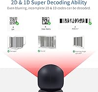 Vista 2 de Escáner de código de barras QR 2D, lector de código de barras automático manos libres omnidireccional para computadora de pago móvil, scanMeters