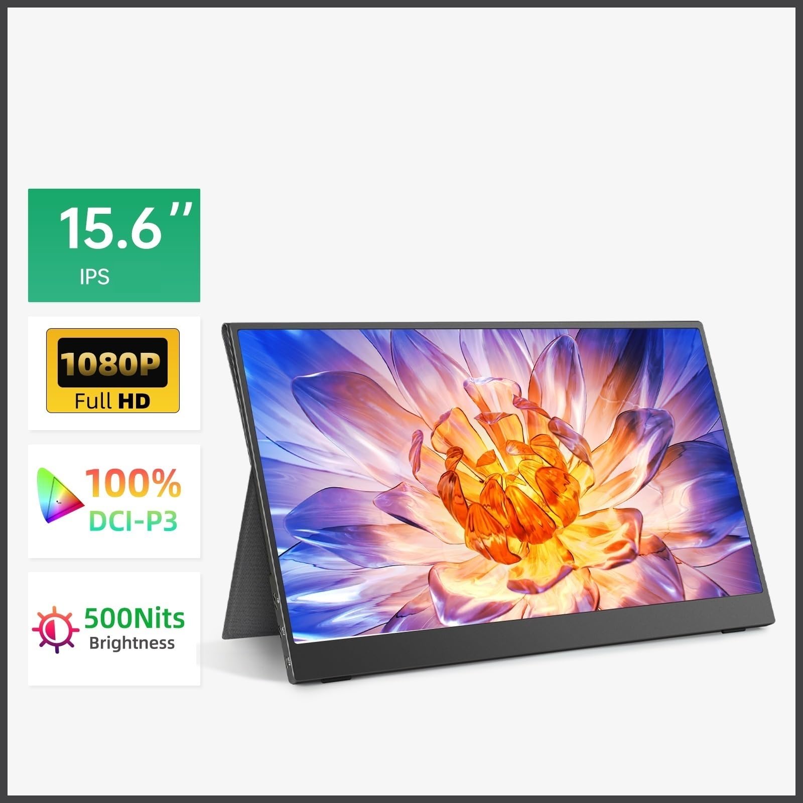 Schermo portatile IPS da 15,6 pollici 1920 * 1080 60Hz for laptop, computer, ufficio, telefono cellulare, schermo secondario esteso Monitor per Smart Working