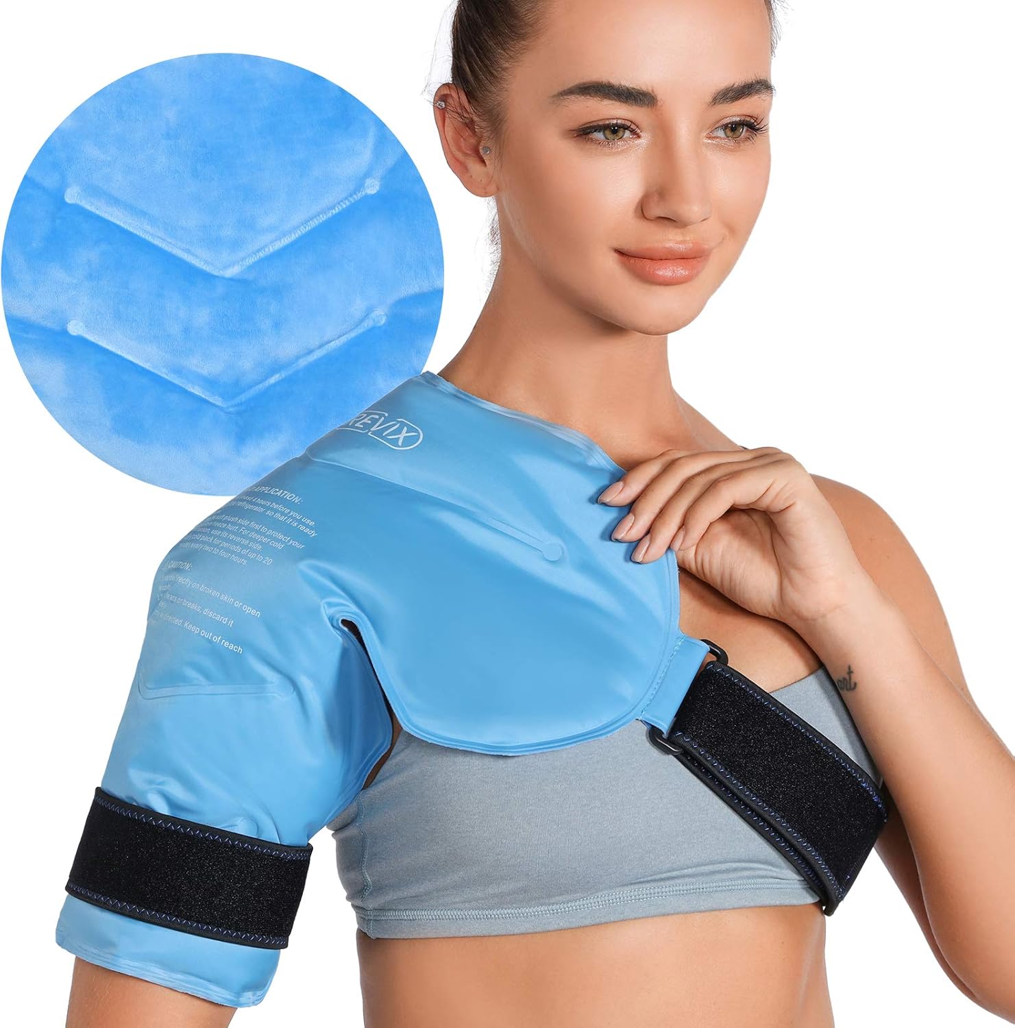 REVIX Shoulder Ice Pack for Rotator Cuff Cold Therapy, Arm Gel Ice Pack for Injuries Reusable, Flexible Cold Compression Wrap for Post-Workout Recovery, Fatigue and Shoulder Discomfort, Blue Blue Standard
