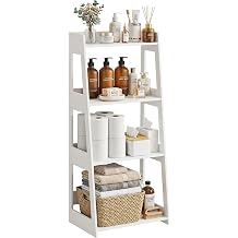 4-Tier Bathroom Ladder Shelf Freestanding, 15.7" W x 38.6" H, PVC