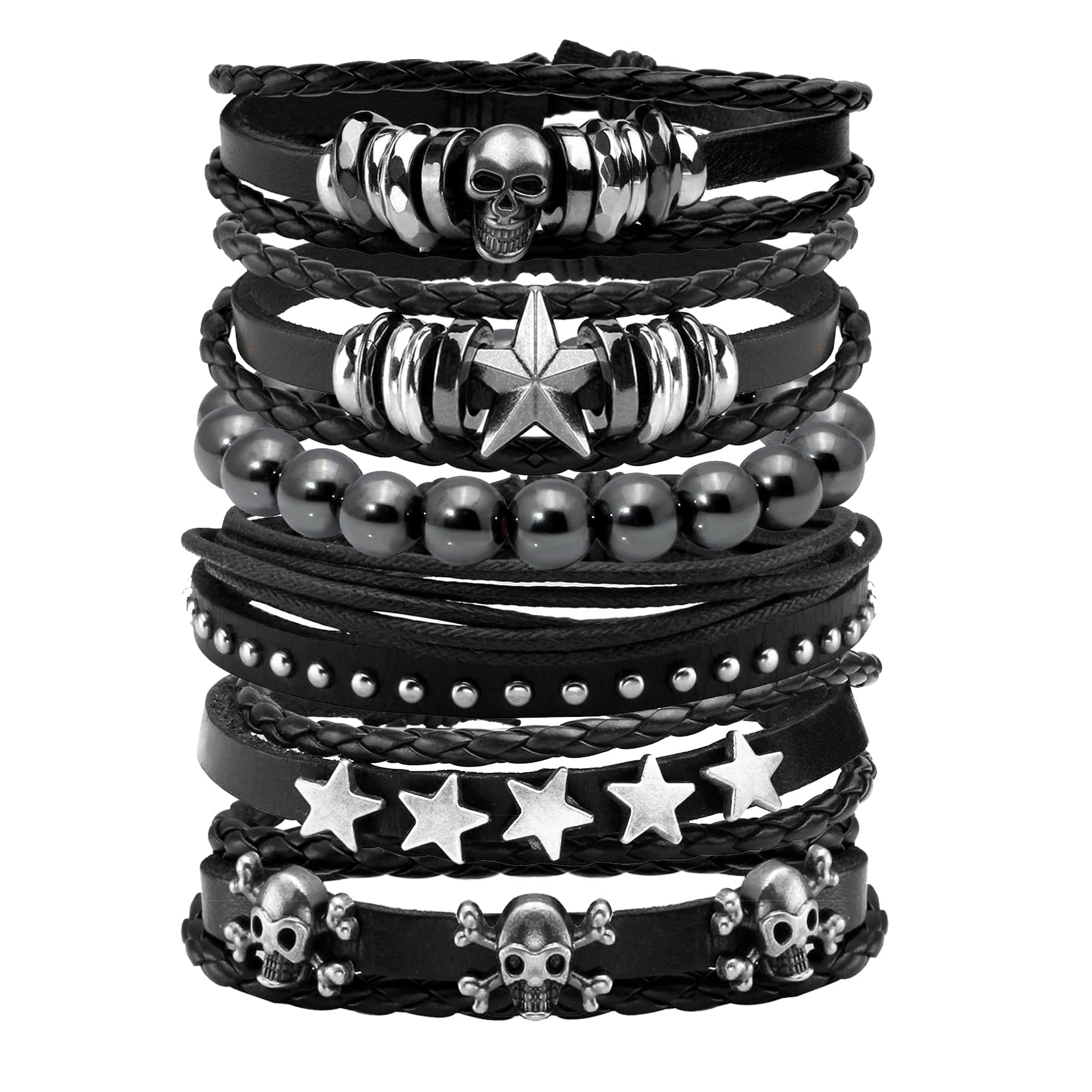 Punk Gothic Leather Bracelet for Men Women Spike Cuff Bangle Cross Bracelet Adjustable Goth Jewelry