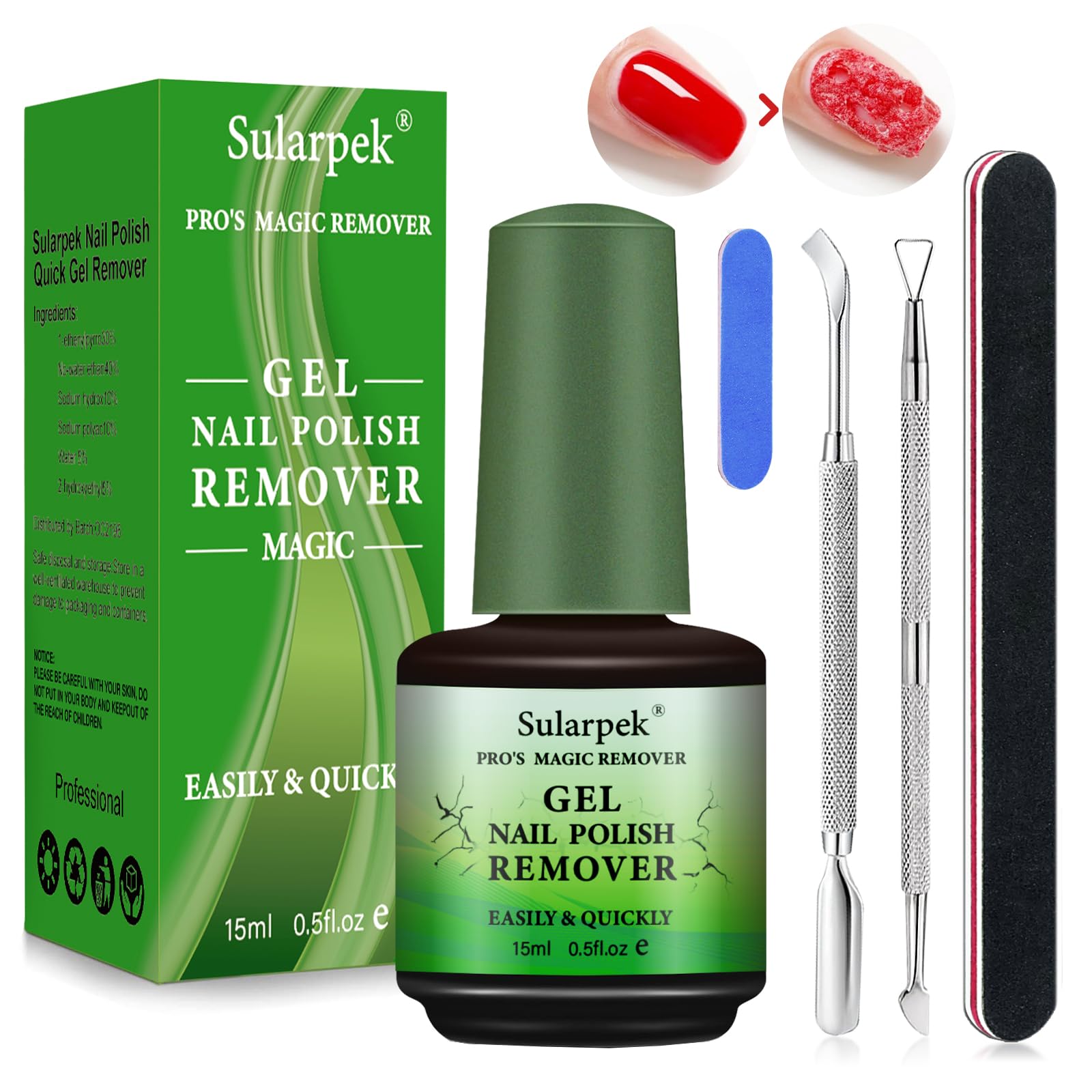 Sularpek Magic Remover Set, 2 Pcs Removedor Esmalte Permanente, Quita Esmalte Semipermanentes Para Uñas, con Lima de Uñas y Rascador de Esmalt, Elimina Fácil y Rápidamente el Esmalte — view 11
