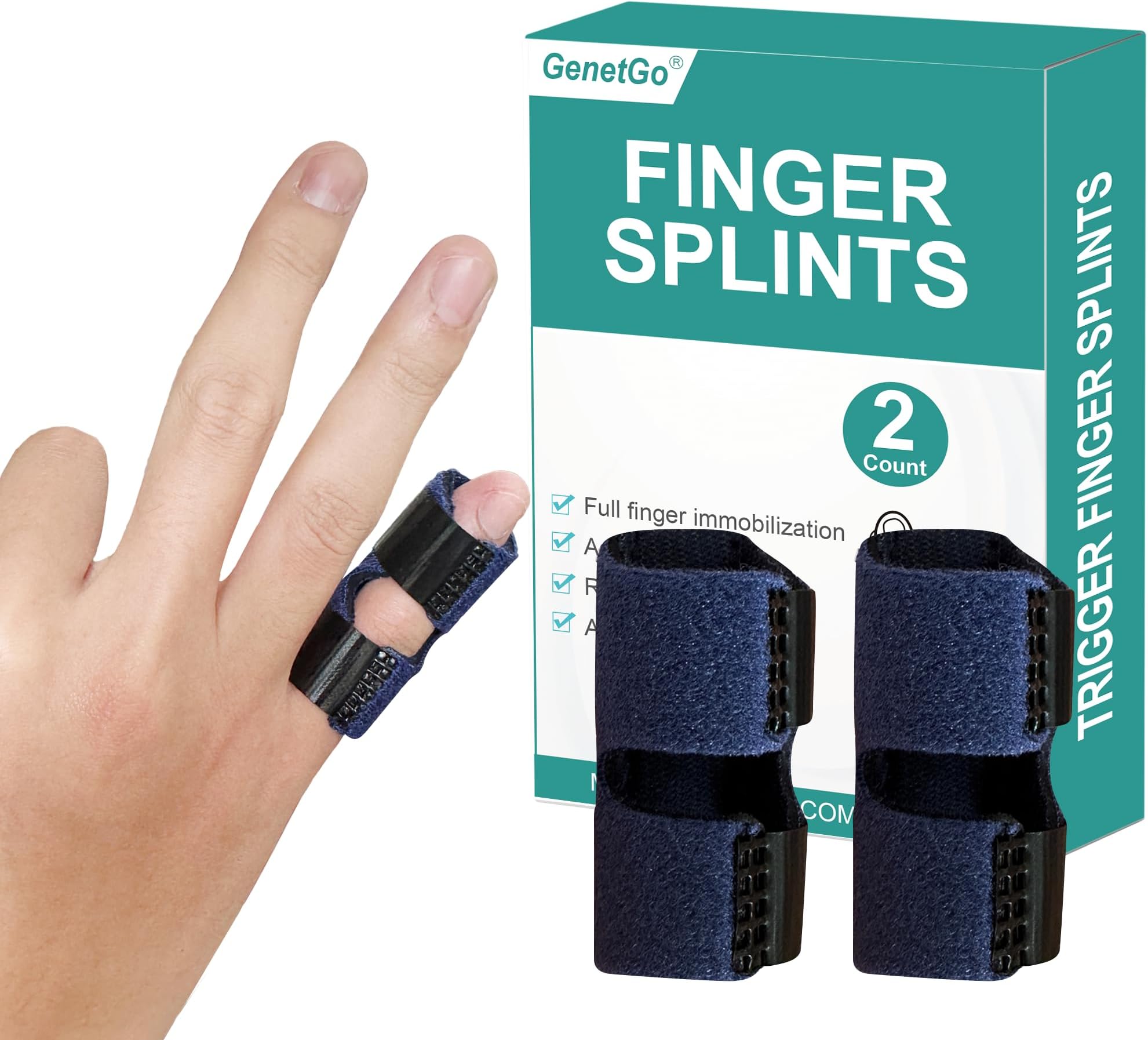 Small Trigger Finger Splint - 2 Pack Pinkie Finger Brace for Broken Finger, Knuckle Immobilization for Arthritis Pain, Sport Injuries