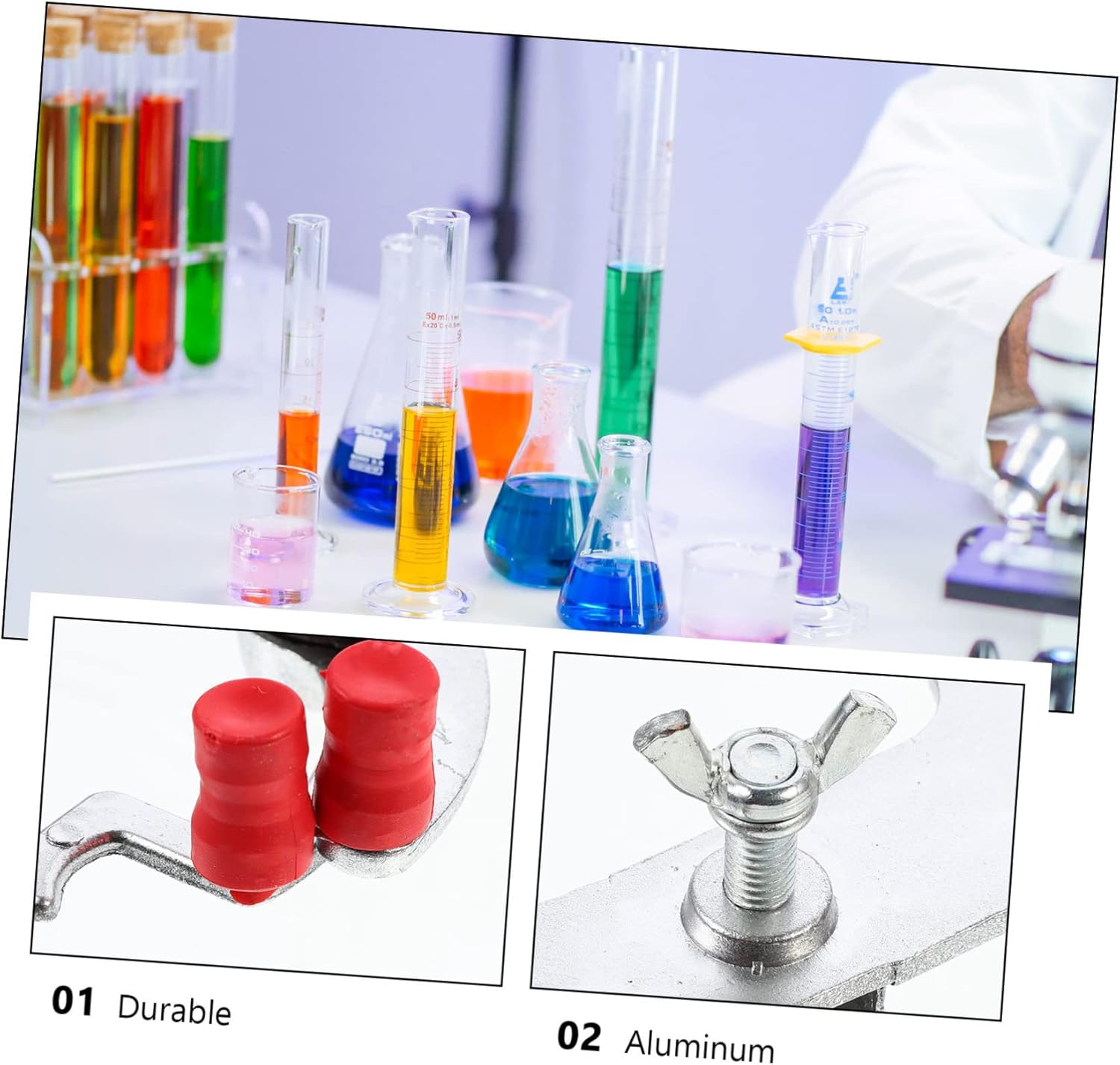ULTECHNOVO 5pcs Aluminum Titration Clamp for Laboratory Experiments Lightweight and Compact Design Protects Burets for Chemistry and Physics Labs