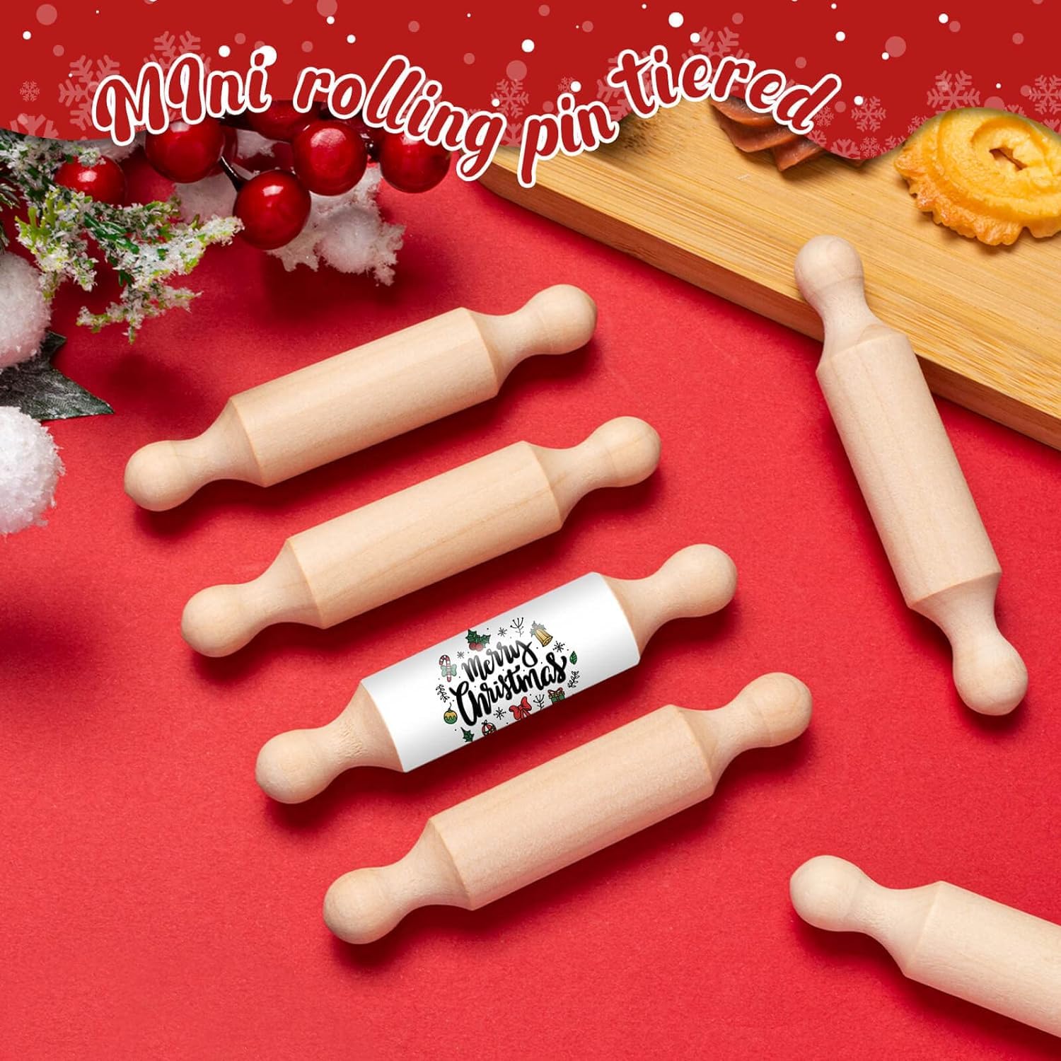 45PCS Mini Rolling Pins for Crafts Small Wooden Dough Roller for Baking in The Kitchen and Imaginative Play - Image 3