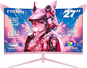 Monitor Gamer FYHXele FY27FHP, 27 Pol, VA, Curvo, FHD, 1ms 165Hz, FreeSync, HDMI/DP-Rosa