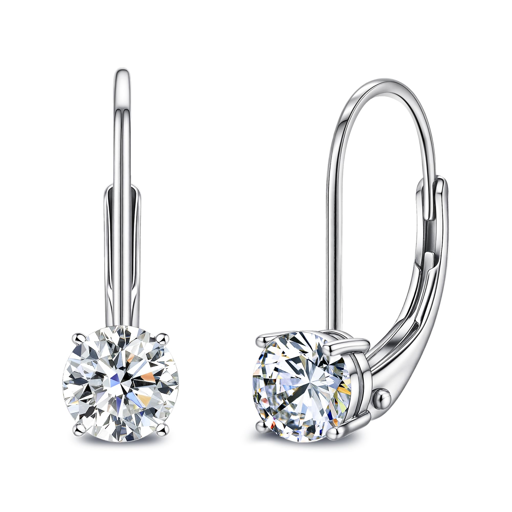 EVER FAITH Orecchini A Clip In Argento 925 Con Zirconia Cubica Blu – Ipoallergenici E Regalo Con Panno - 3