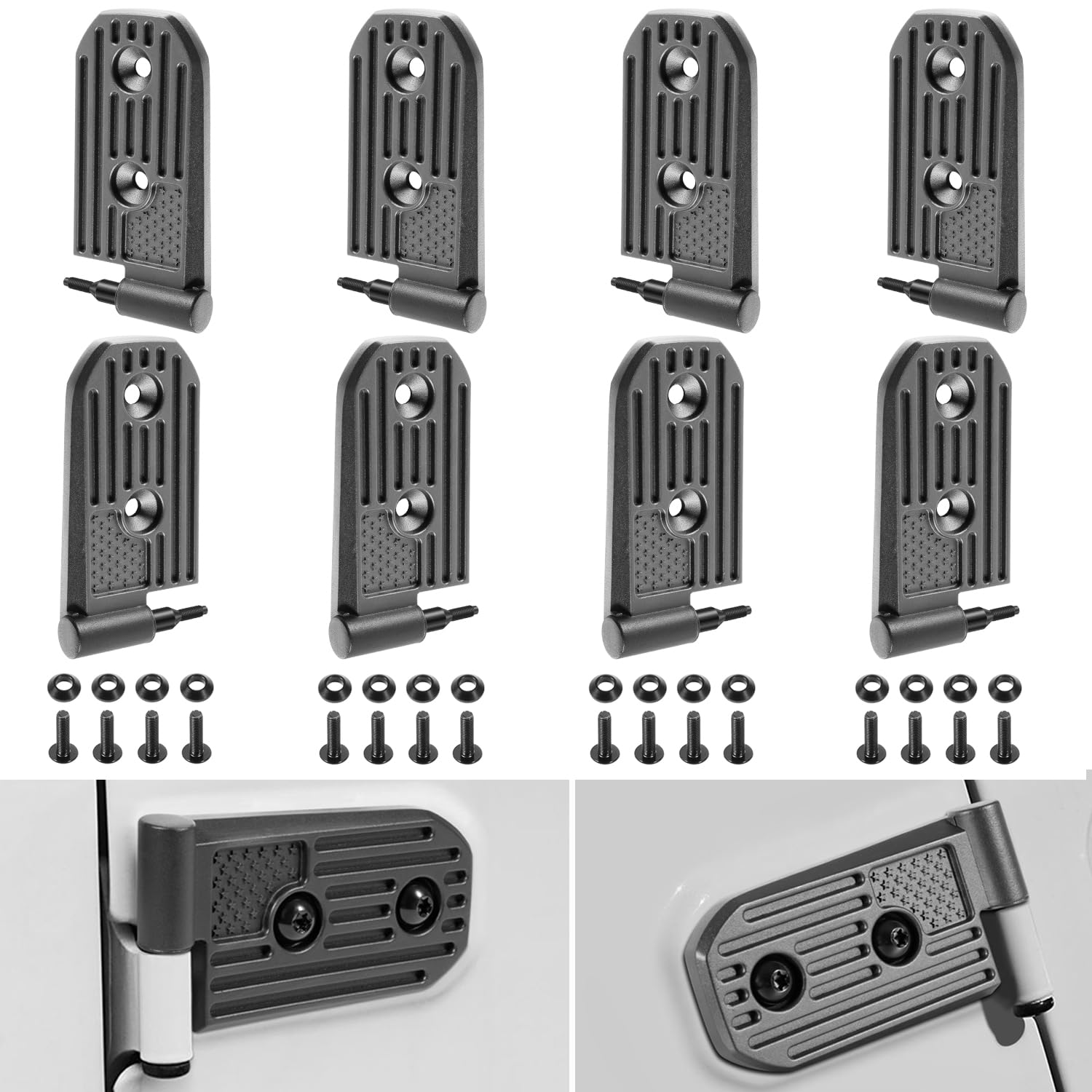 Photo 1 of Door Hinge Kit for Jeep Wrangler JL JLU Sport Sahara Freedom Rubicon Unlimited Gladiator JT 2018-2026, Fits for Jeep Wrangler JL Heavy Duty Aluminum Alloy 4 Door Hinge Exterior Accessories 8PCS